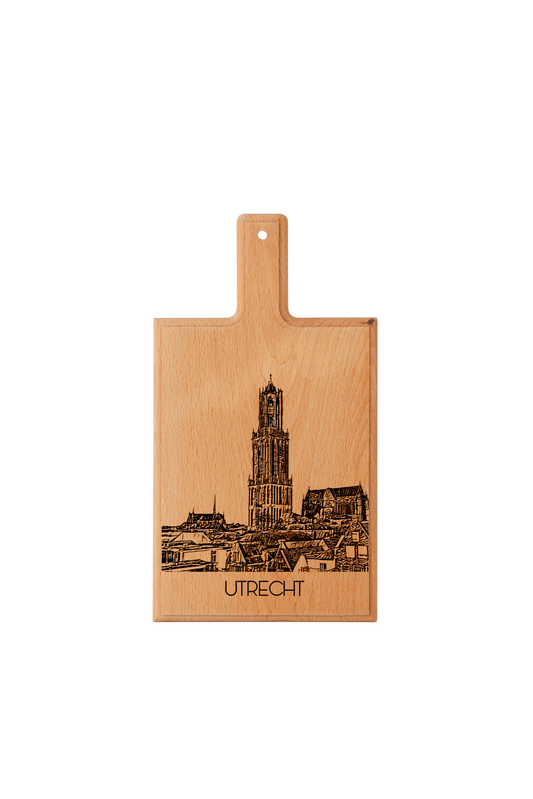 Handmade Utrecht Domtoren Engraved Cheese Board - Beech Wood