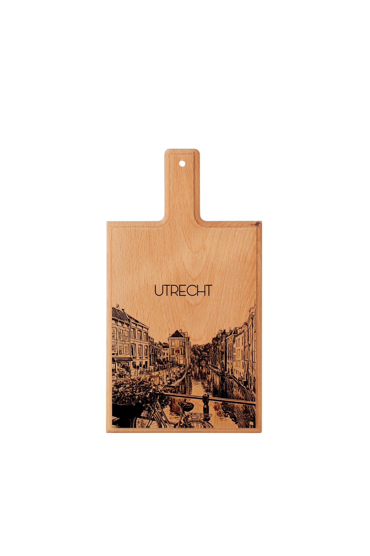 Handmade Utrecht Engraved Cheese Board - Beech Wood