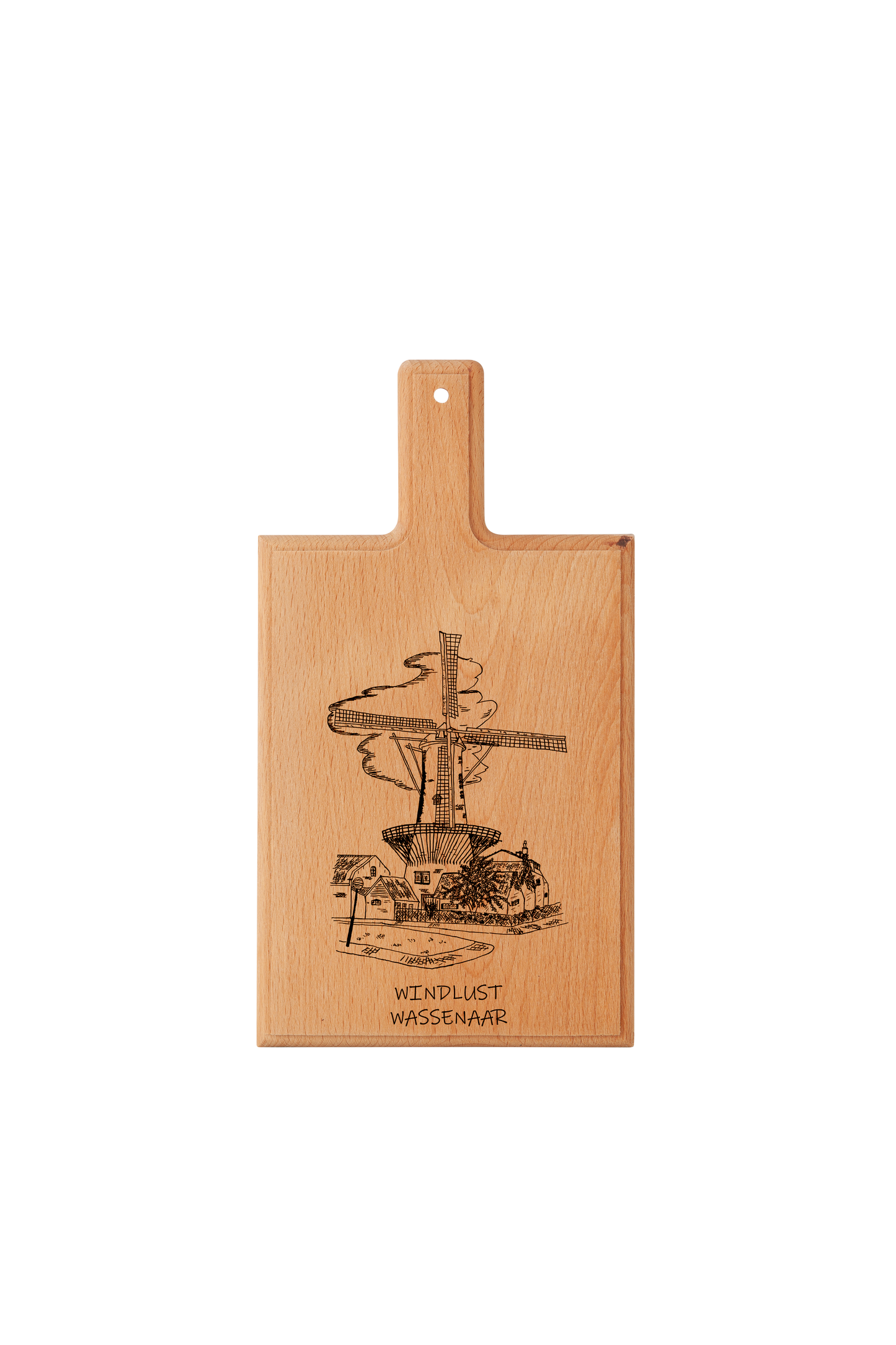 Handmade Wassenaar Windlust Engraved Cheese Board - Beech Wood