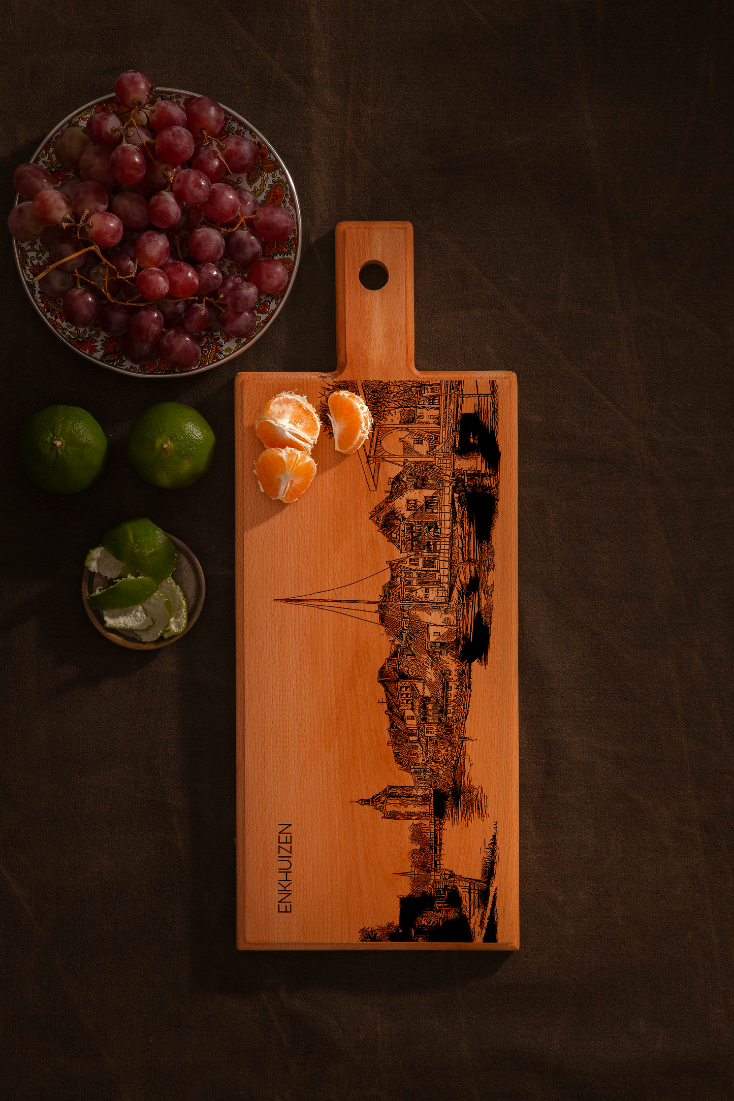 Handmade Enkhuizen Engraved Serving Board - Beech Wood