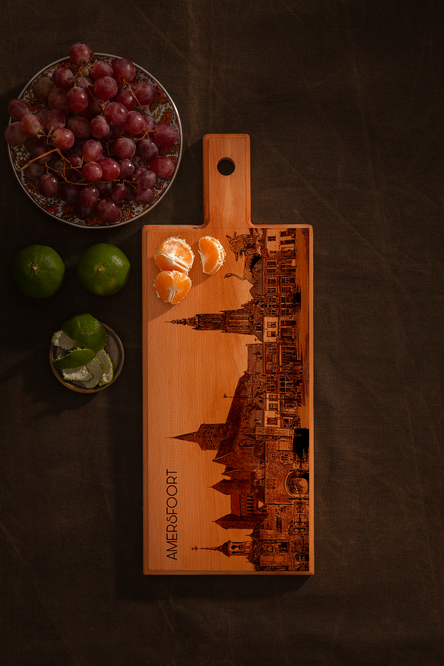 Handmade Amersfoort Skyline Engraved Serving Board - Beech Wood
