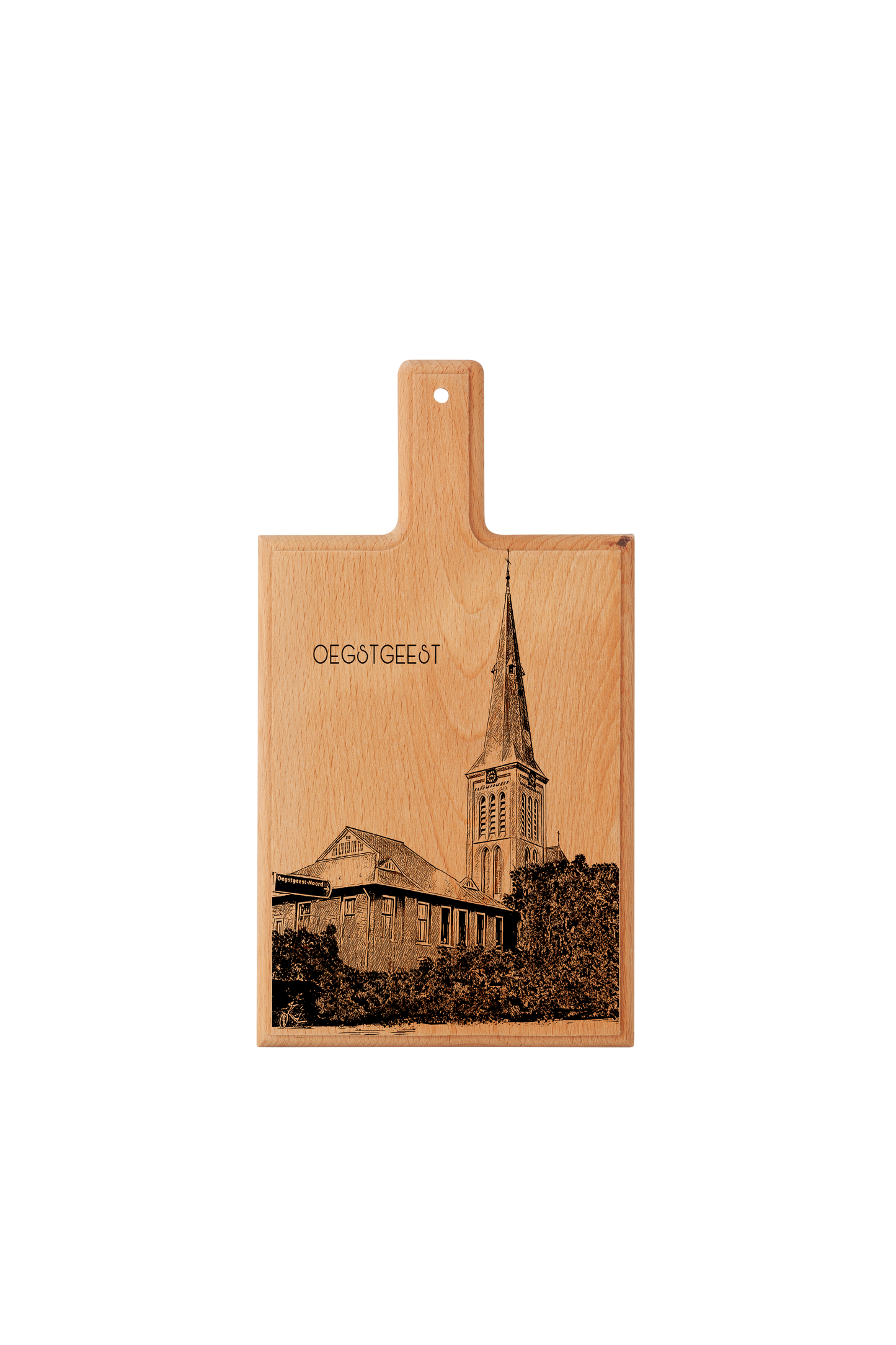 Handmade Oegstgeest H. Willibrord Kerk Engraved Cheese Board - Beech Wood