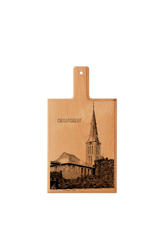 Handmade Oegstgeest H. Willibrord Kerk Engraved Cheese Board - Beech Wood