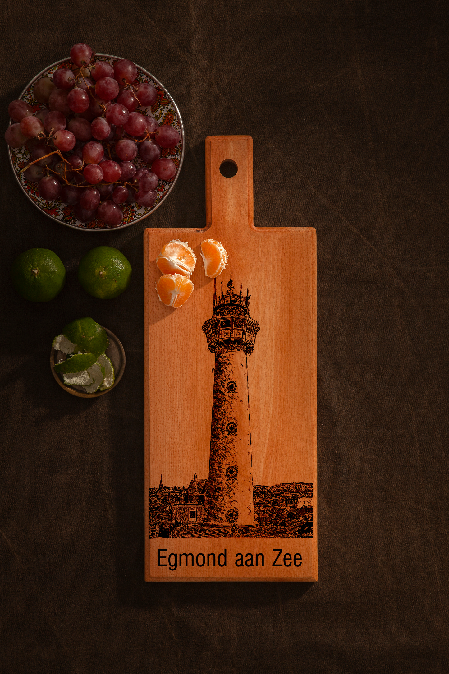 Handmade Egmond aan Zee Engraved Serving Board - Beech Wood