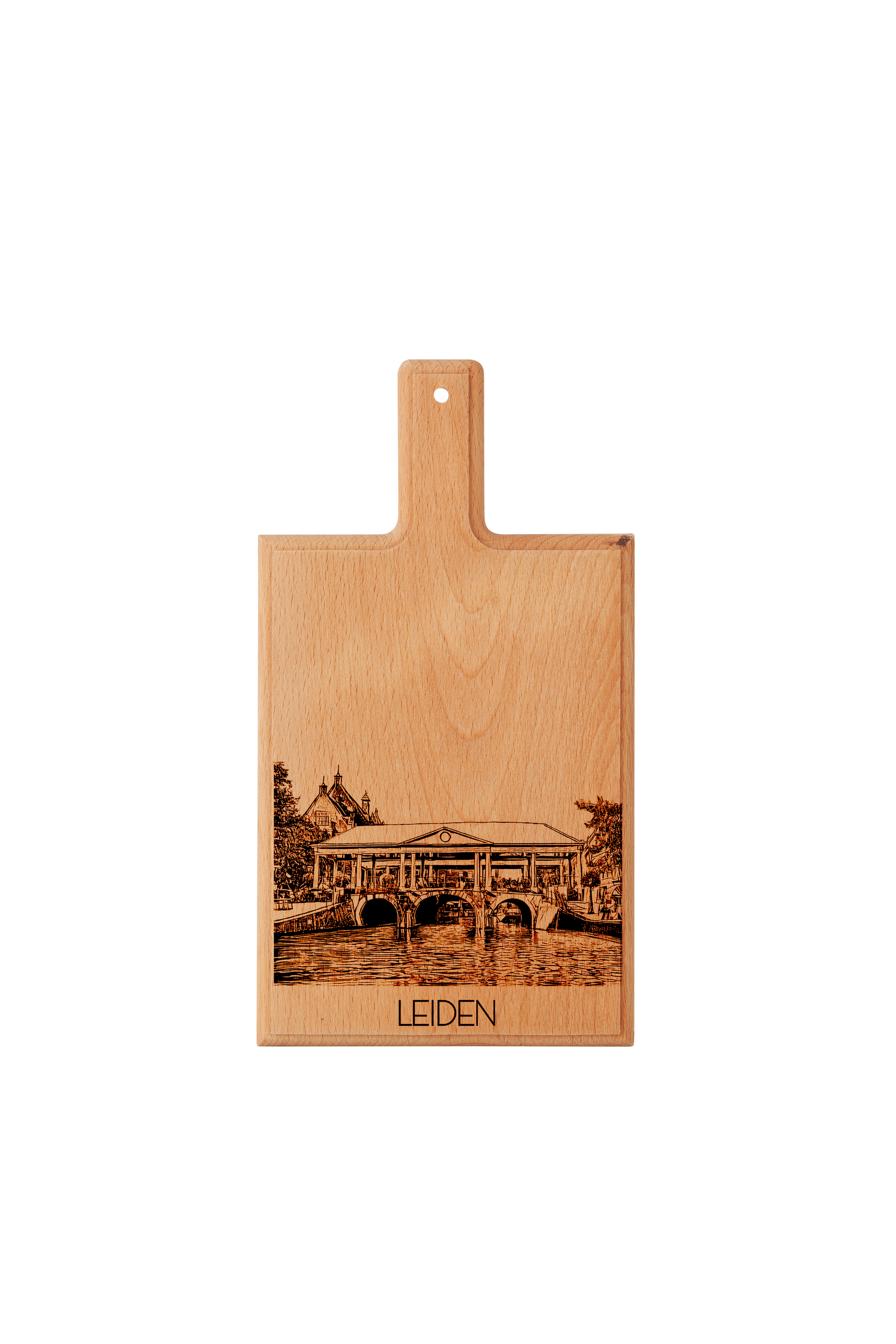 Handmade Koornbrug Leiden Engraved Cheese Board in Beech Wood
