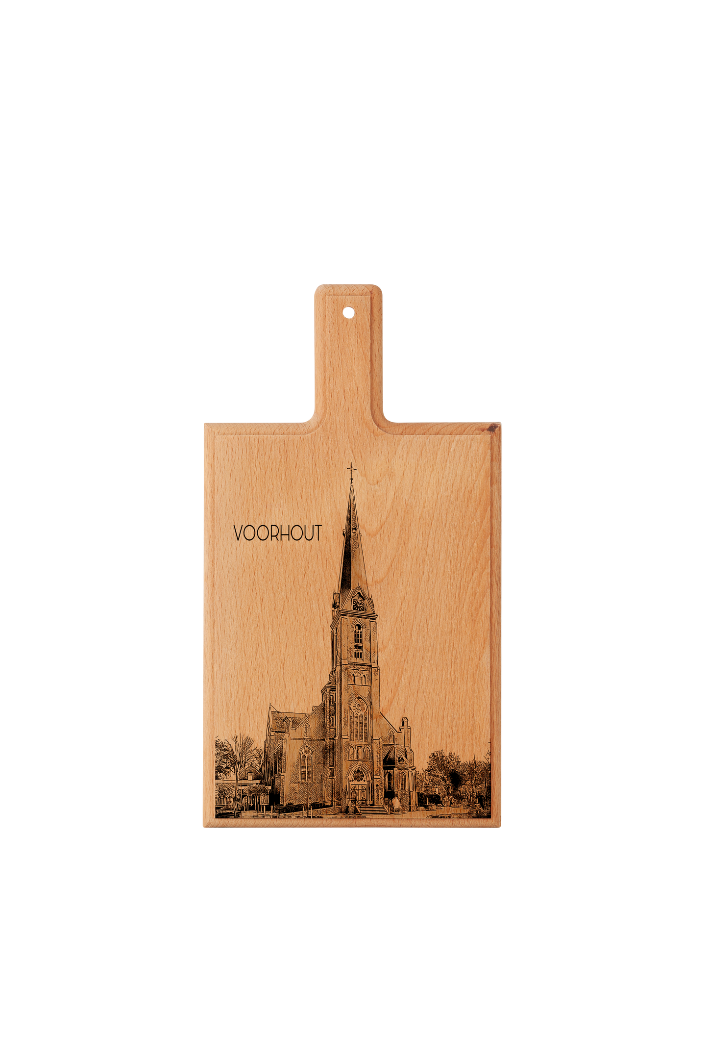 Handmade Voorhout Sint-Bartholomeükerk Engraved Cheese Board - Beech Wood