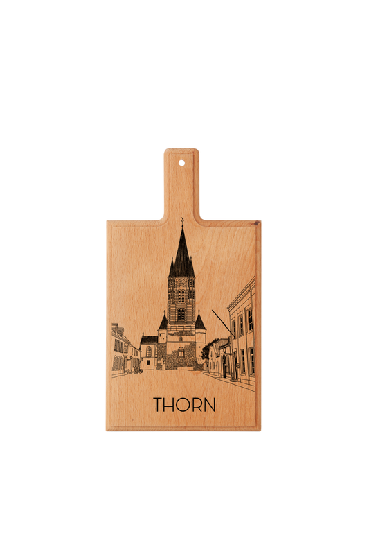 Handmade Thorn Engraved Cheese Board - Beech Wood