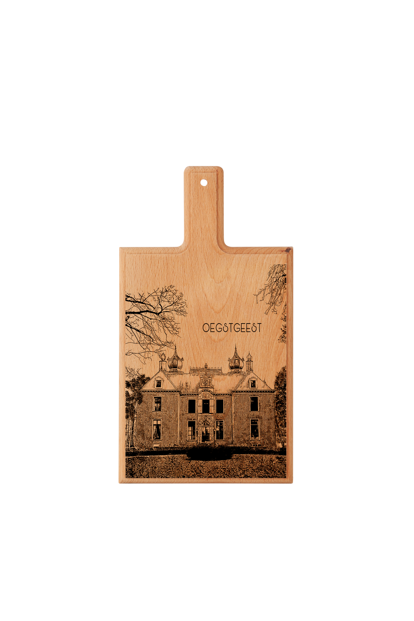 Handmade Oegstgeest Kasteel Oud Poelgeest Engraved Cheese Board - Beech Wood