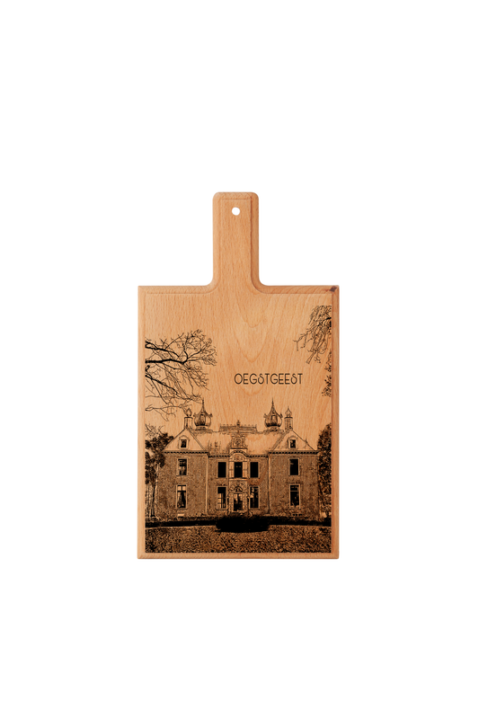 Handmade Oegstgeest Kasteel Oud Poelgeest Engraved Cheese Board - Beech Wood