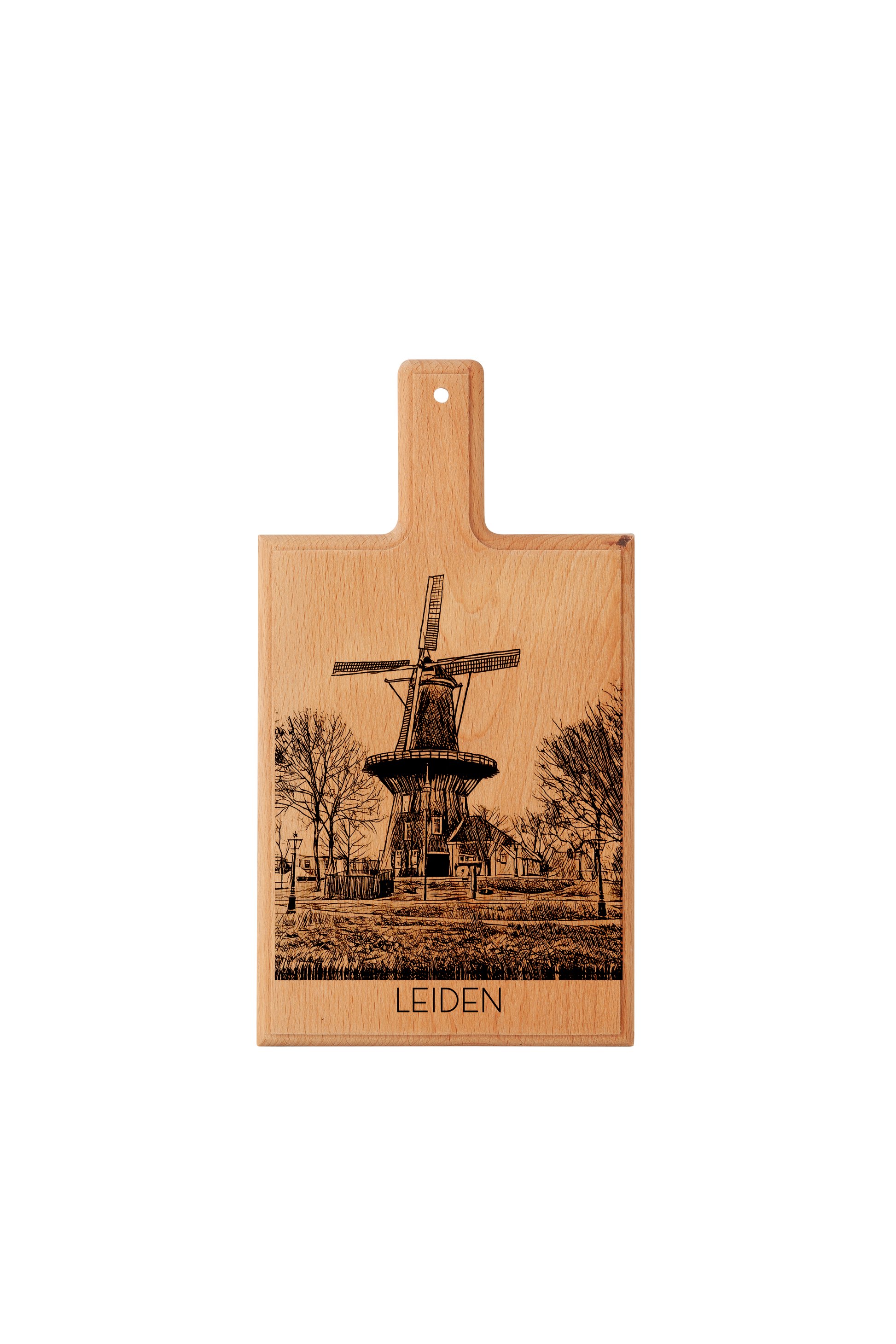 Beech Wood Cheese Board with Original Molen De Valk Engraving