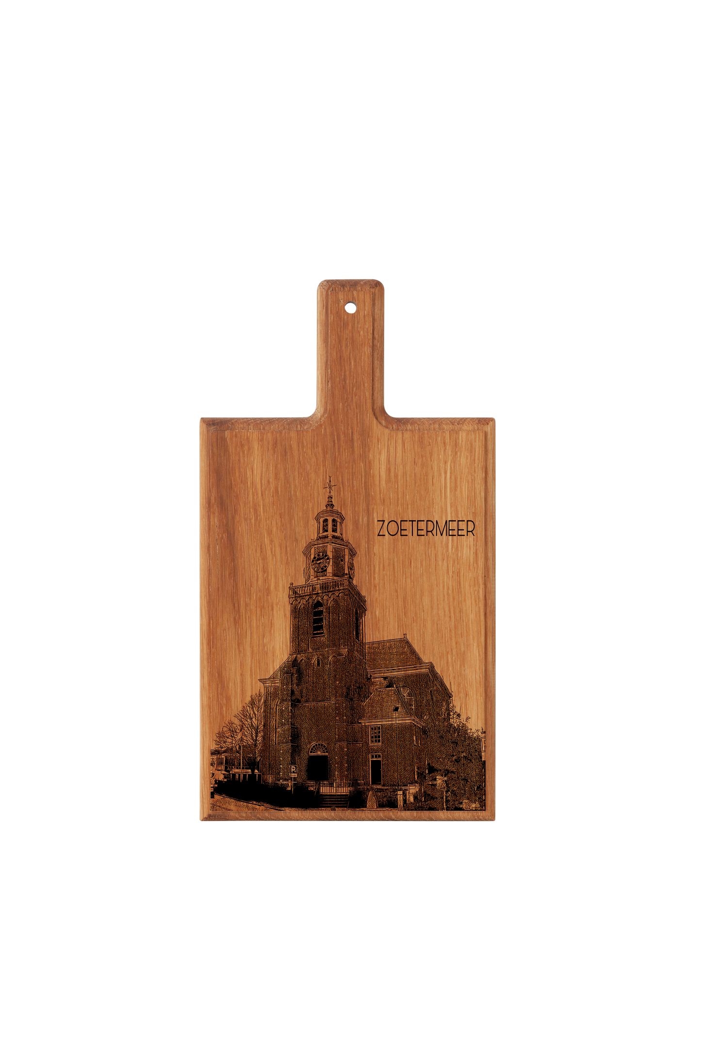 Handmade Zoetermeer Oudekerk Engraved Cheese Board - Beech Wood