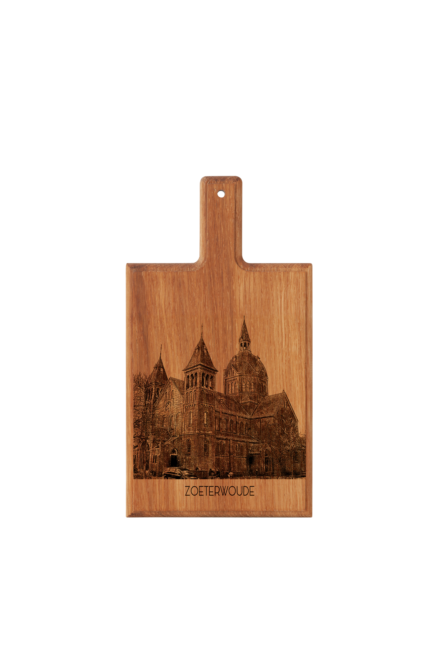 Handmade Zoeterwoude Goede Herderkerk Engraved Cheese Board - Beech Wood