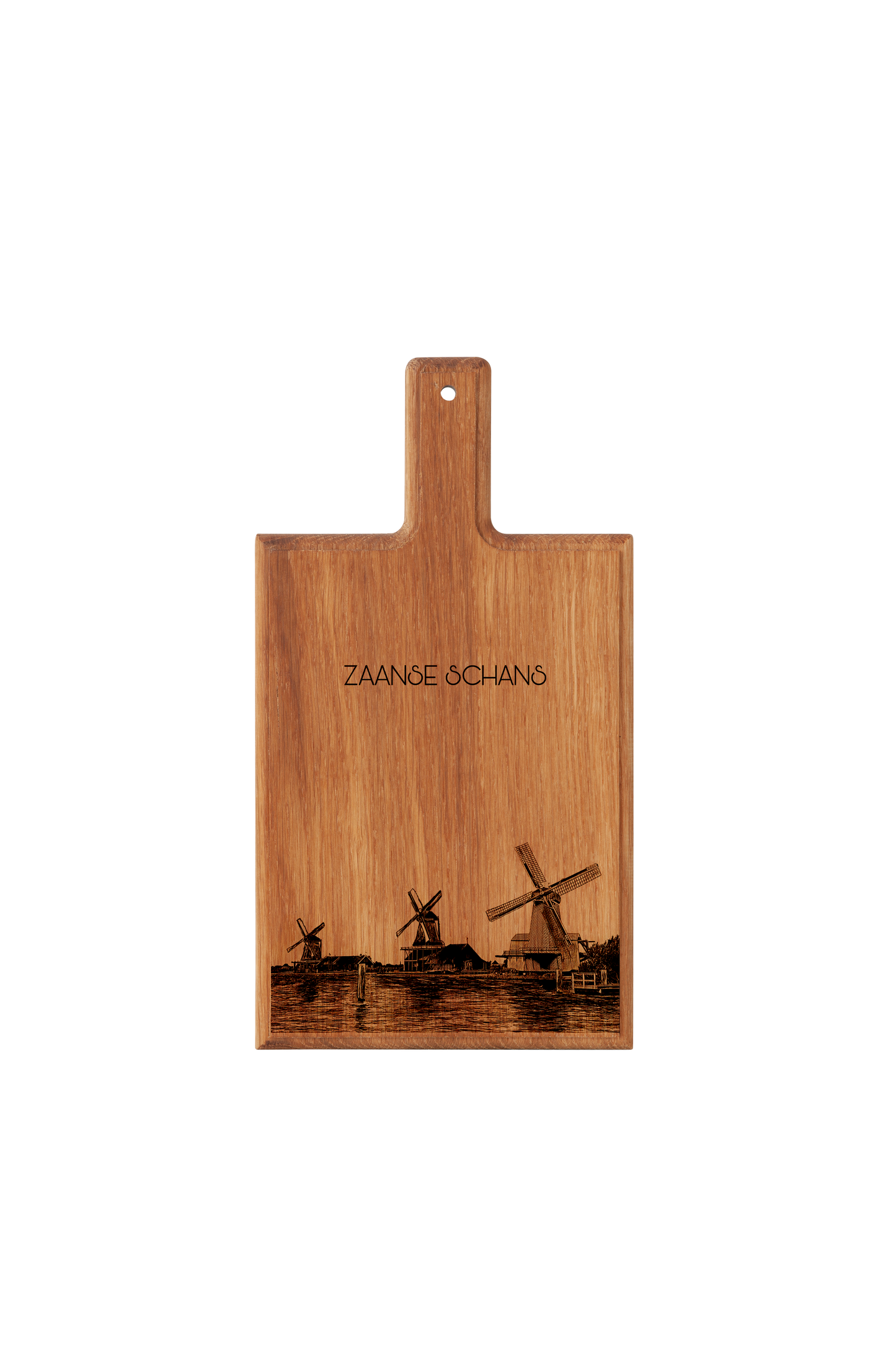 Handmade Zaandam Zaanse Schans Engraved Cheese Board - Beech Wood
