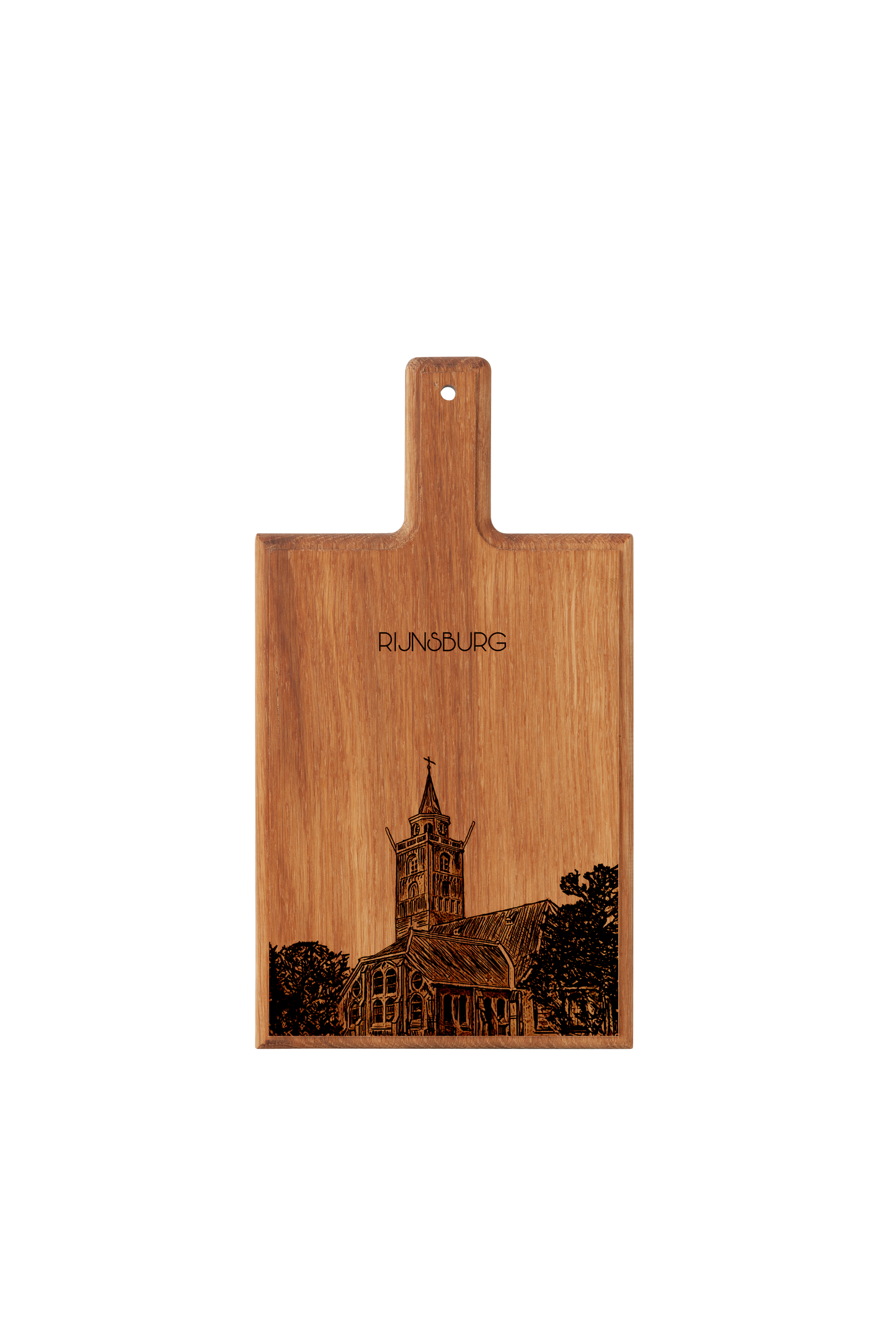 Handmade Rijnsburg Grote Kerk Engraved Cheese Board - Beech Wood