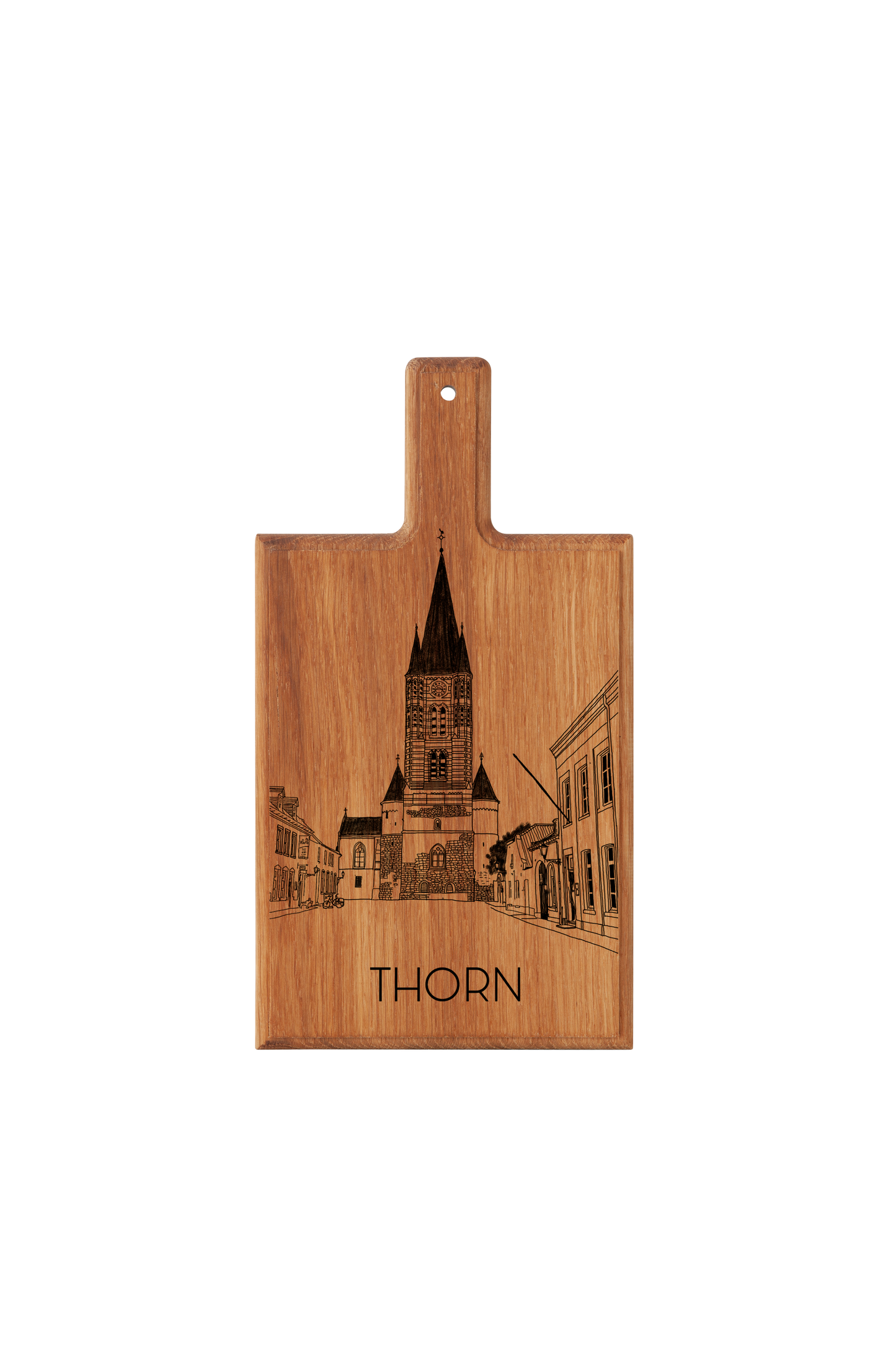 Handmade Thorn Engraved Cheese Board - Beech Wood