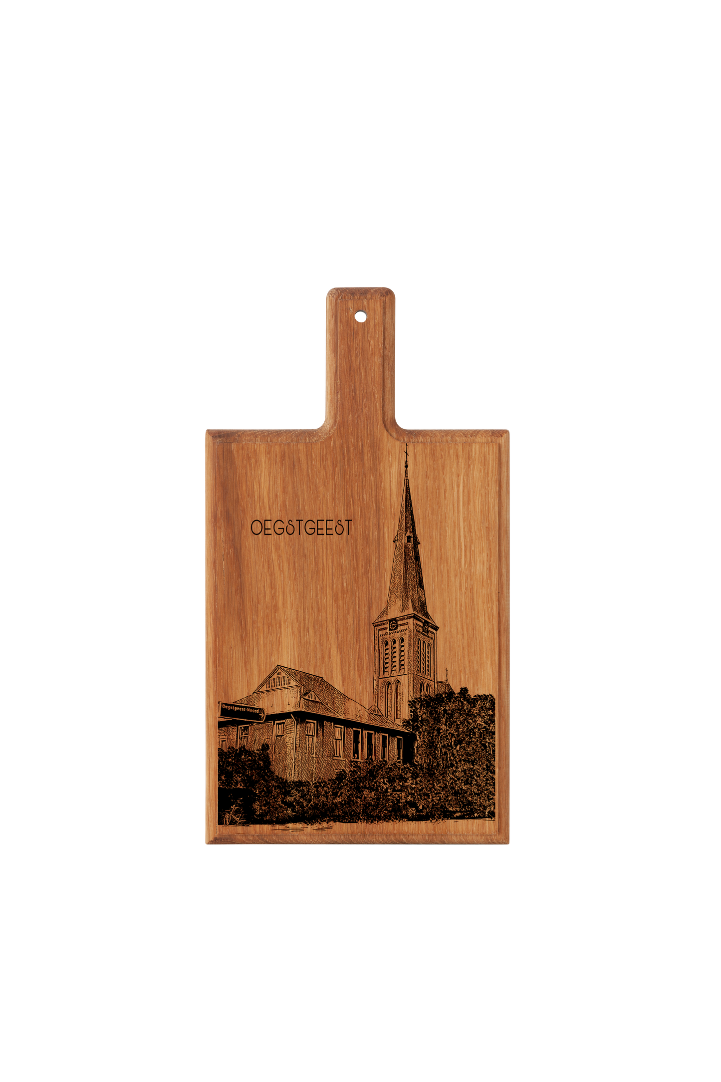 Handmade Oegstgeest H. Willibrord Kerk Engraved Cheese Board - Beech Wood