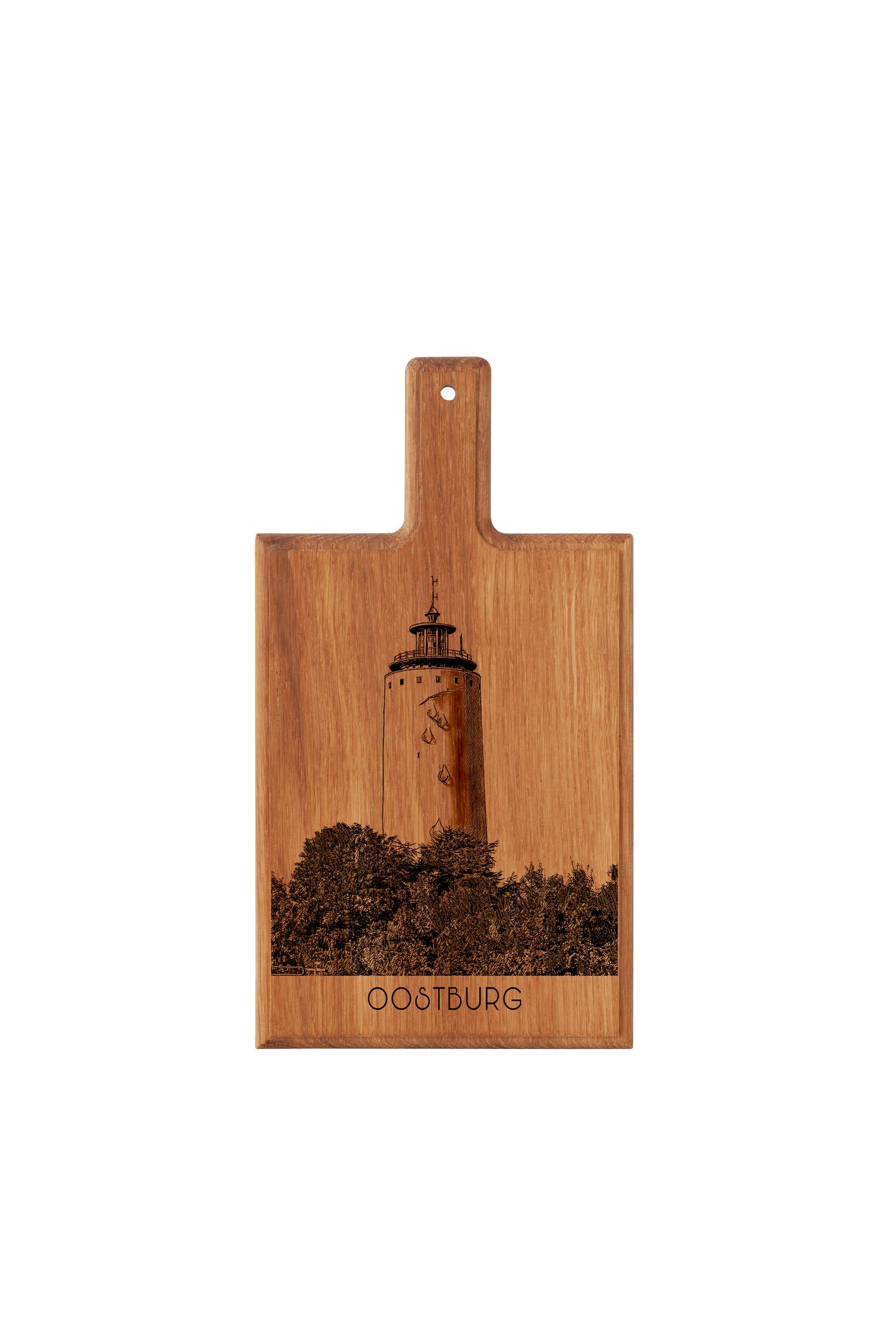 Handmade Oostburg Watertoren Engraved Cheese Board - Beech Wood