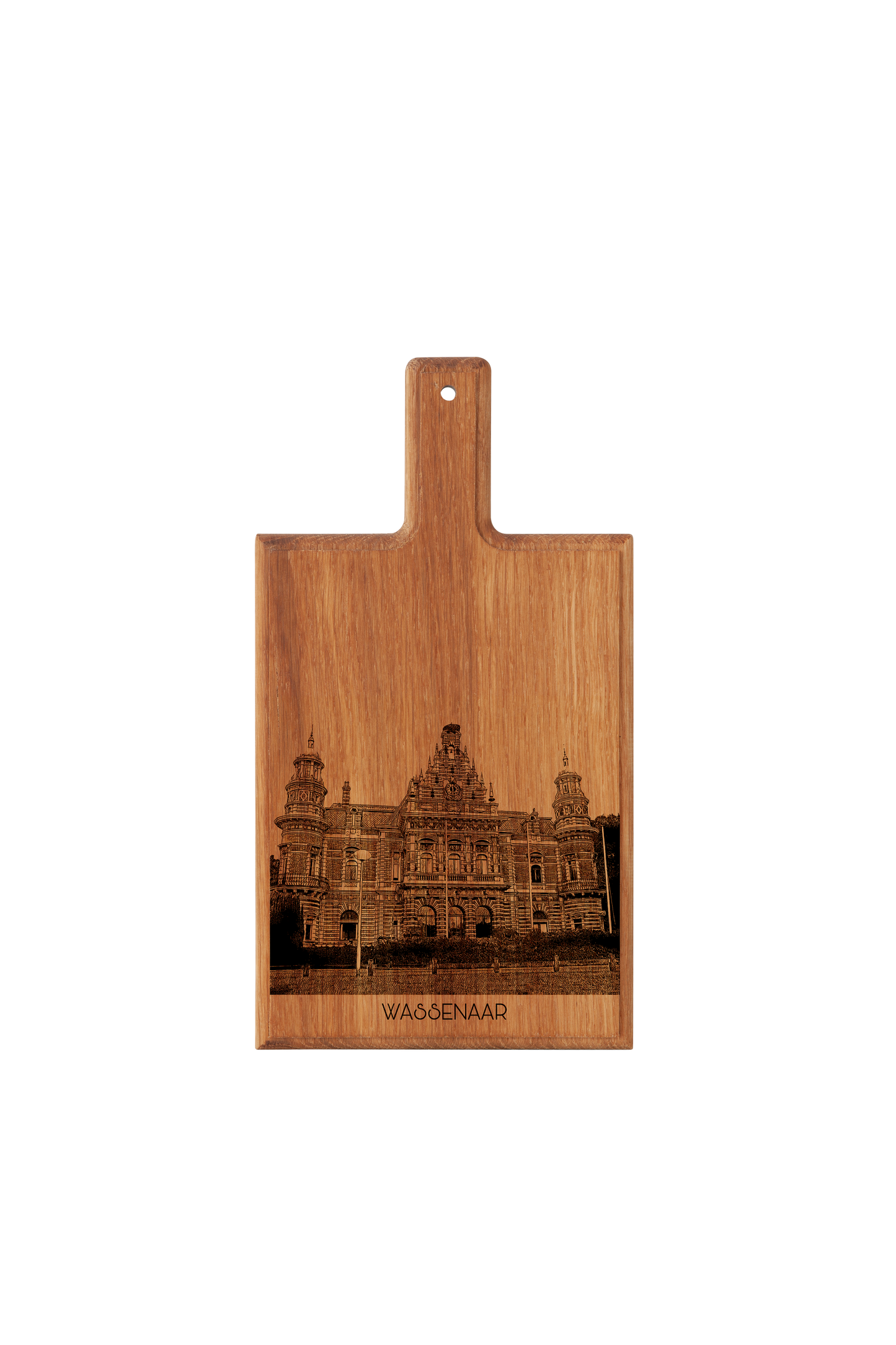 Handmade Wassenaar Kasteel Engraved Cheese Board - Beech Wood