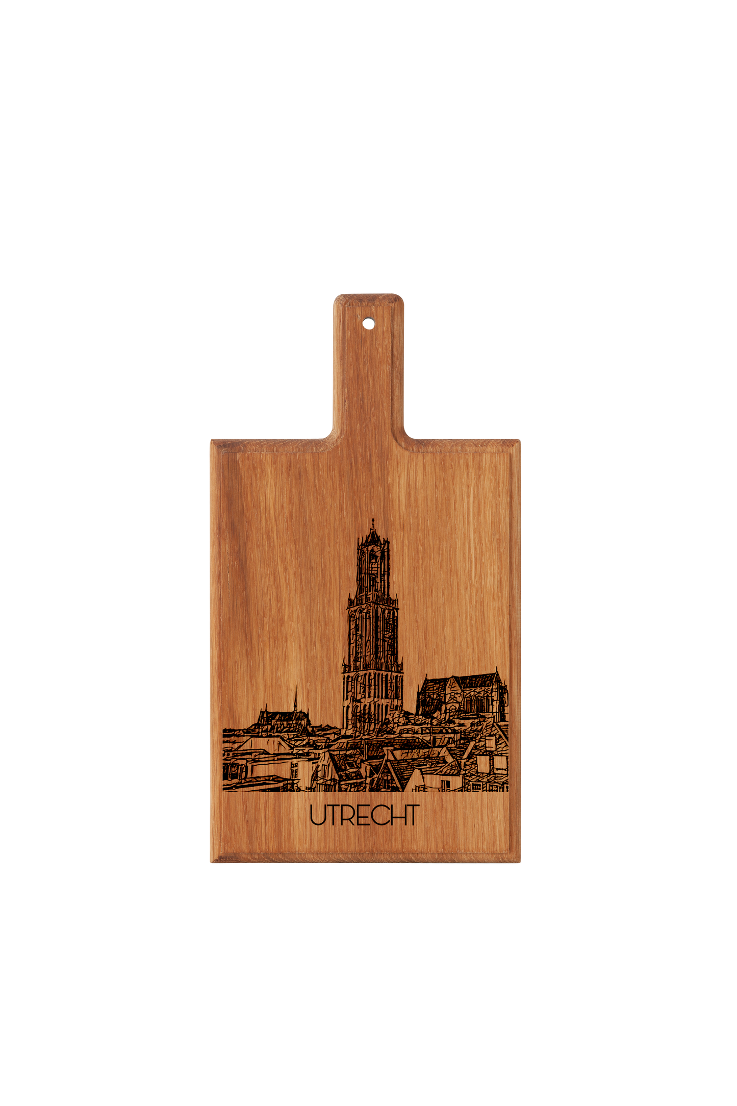 Handmade Utrecht Domtoren Engraved Cheese Board - Beech Wood