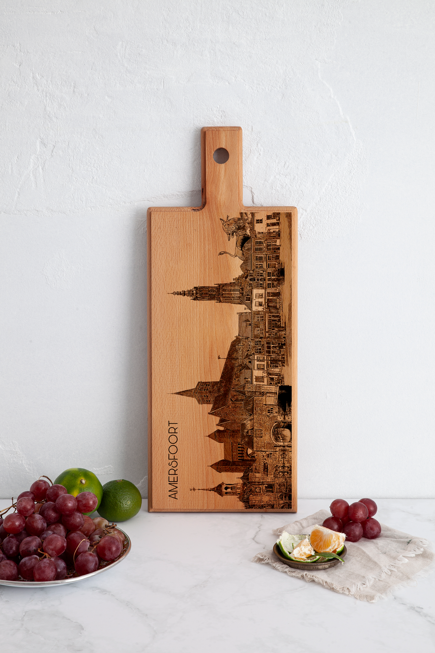 Handmade Amersfoort Skyline Engraved Serving Board - Beech Wood