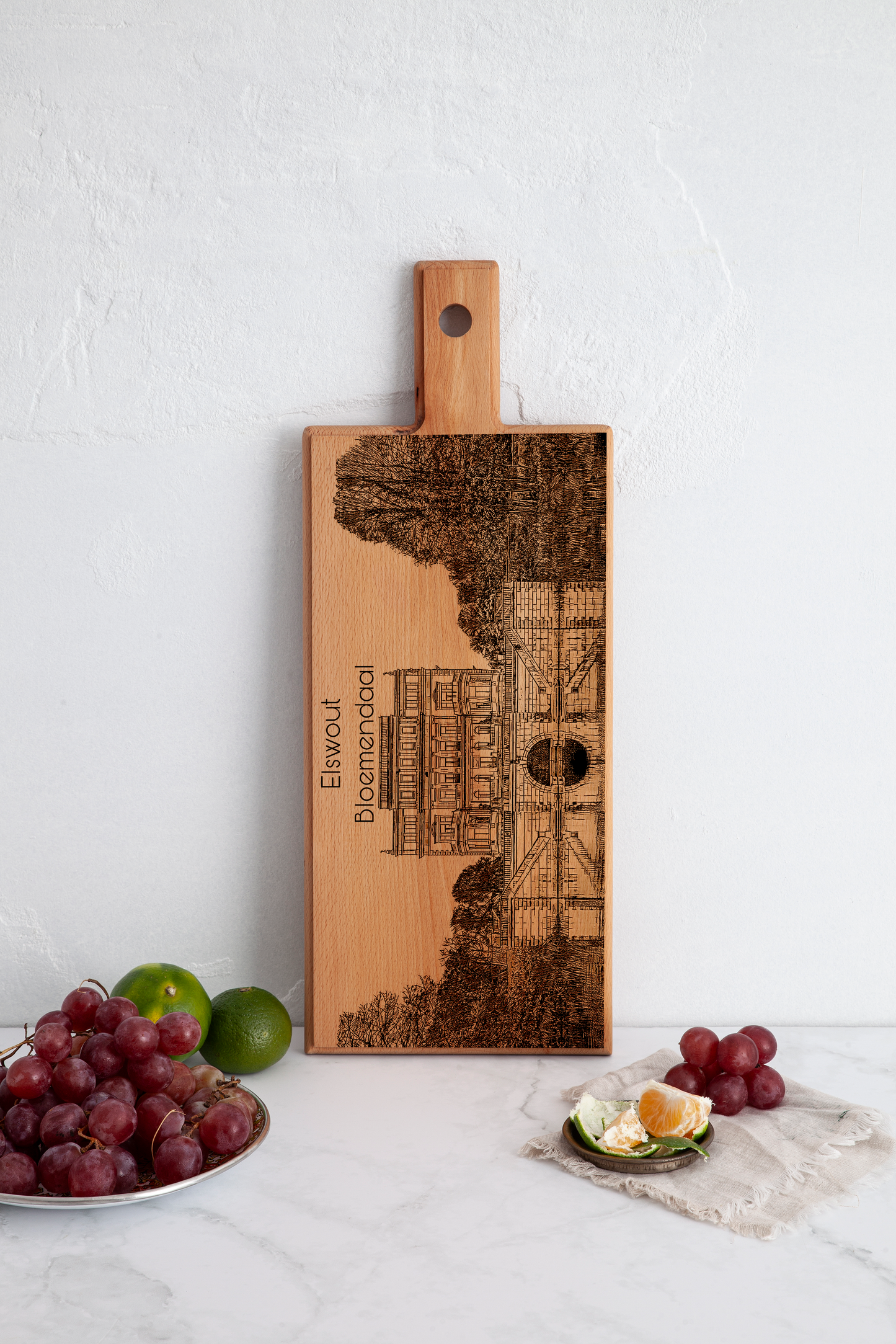 Handmade Bloemendaal Elswout Engraved Serving Board - Beech Wood