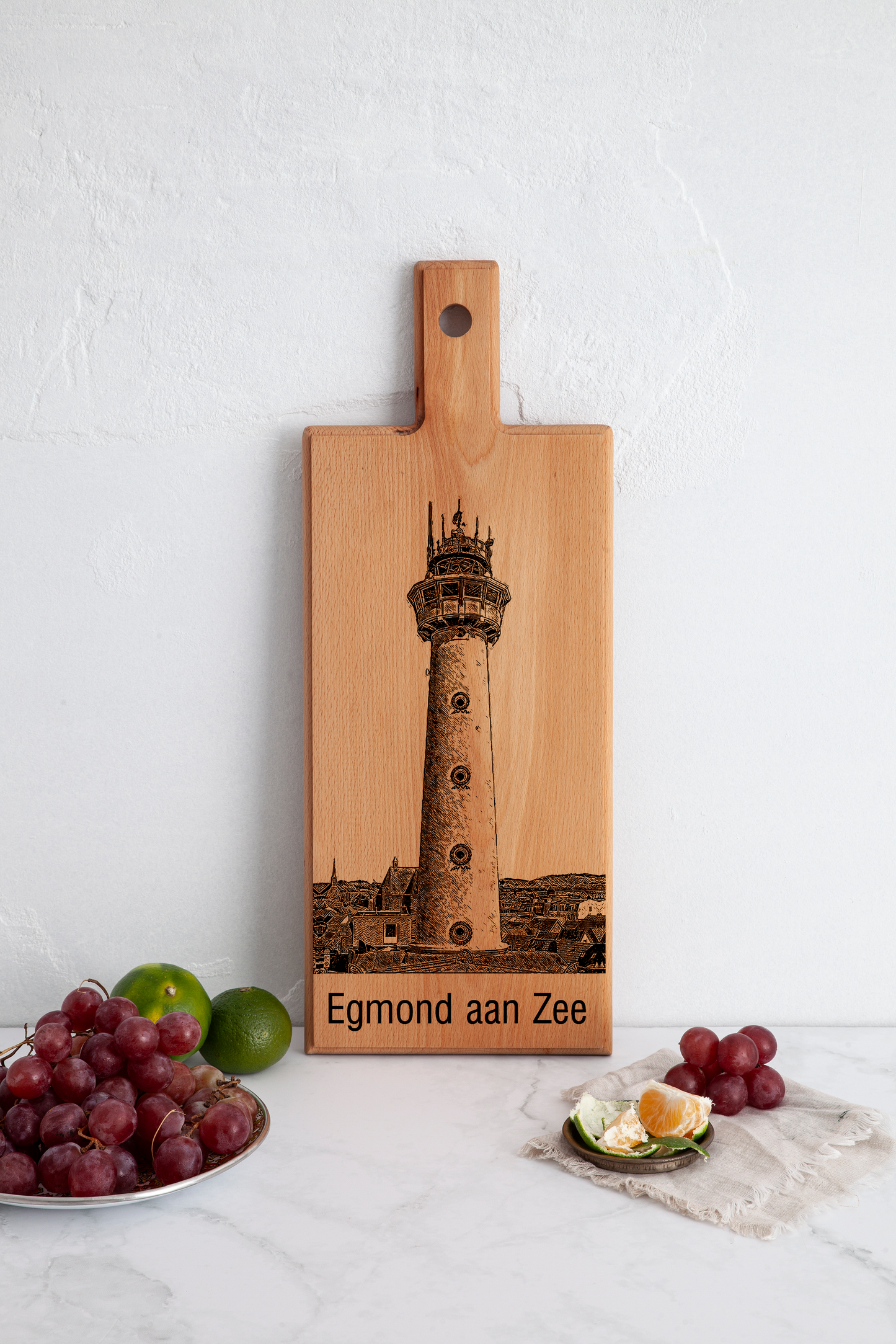 Handmade Egmond aan Zee Engraved Serving Board - Beech Wood