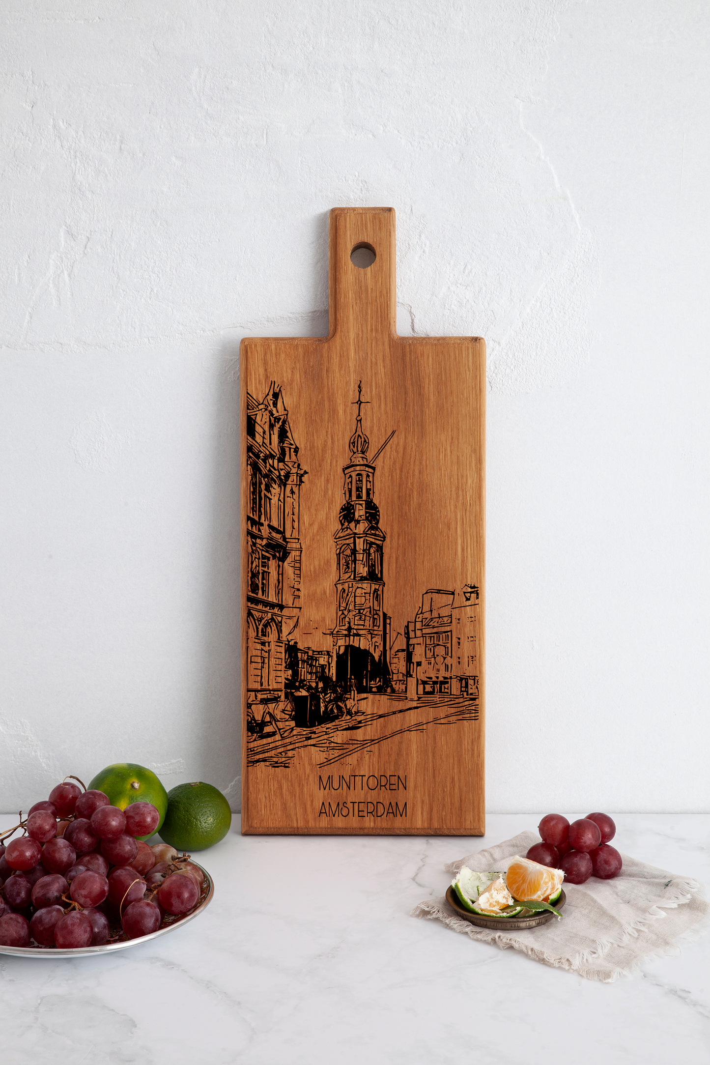 Handmade Amsterdam Muntplein Engraved Serving Board - Beech Wood