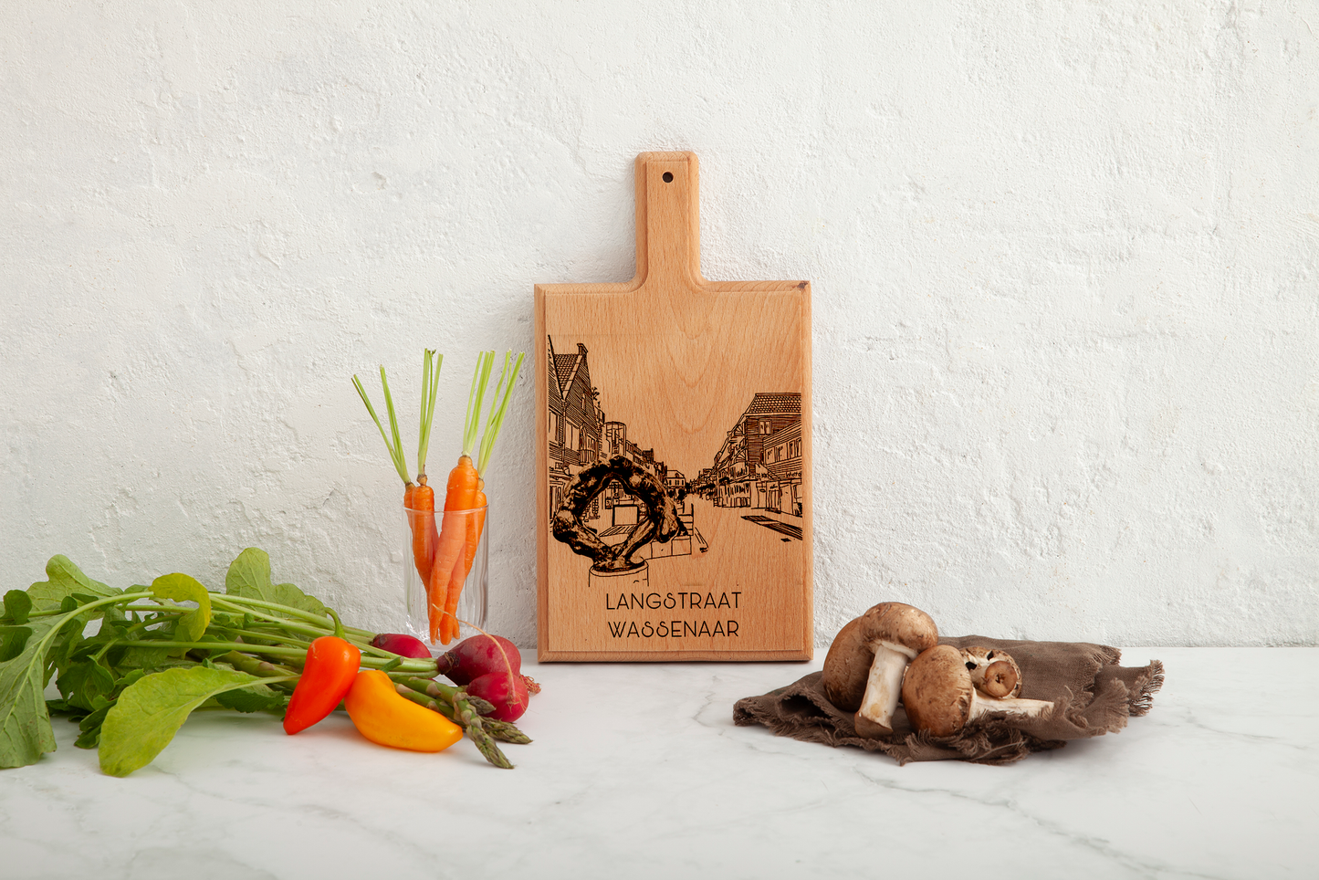 Handmade Wassenaar Langstraat Engraved Cheese Board - Beech Wood