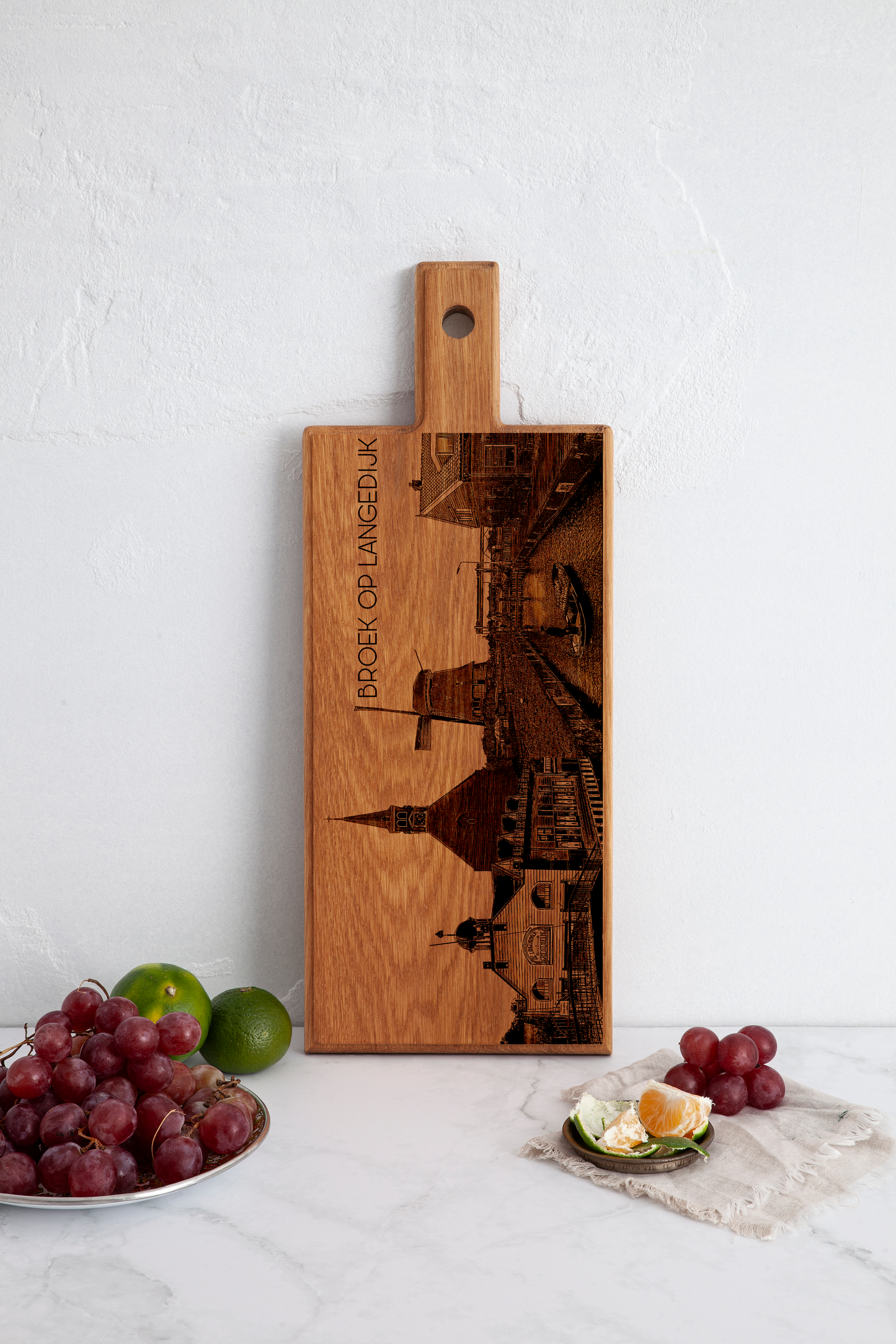 Handmade Broek op Langedijk Skyline Engraved Serving Board - Beech Wood