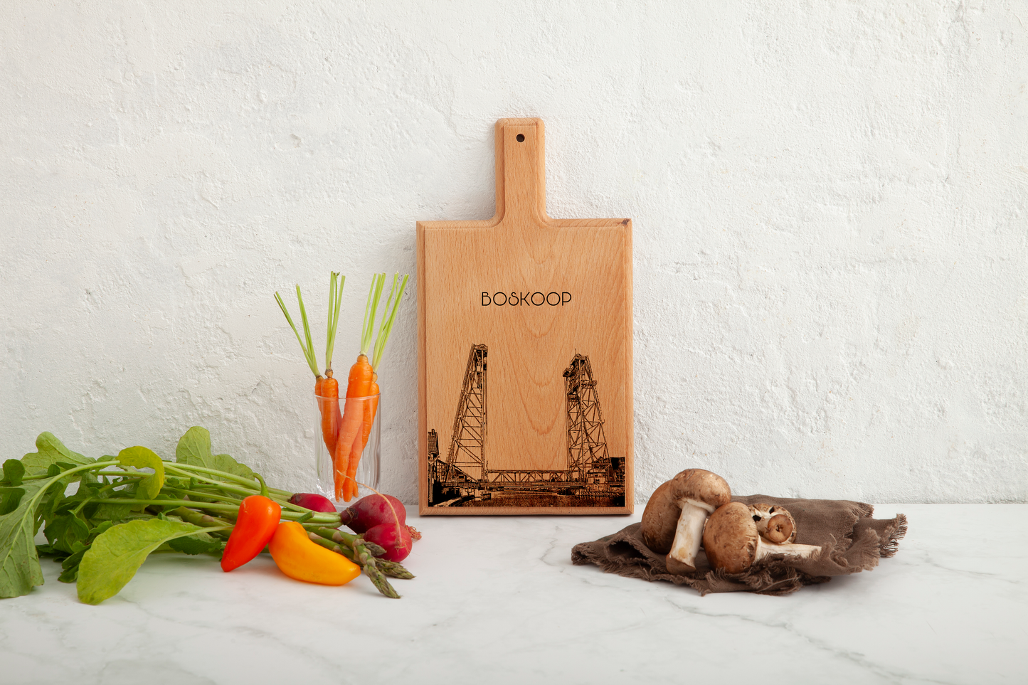 Handmade Boskoop Bridge Engraved Cheese Board - Beech Wood