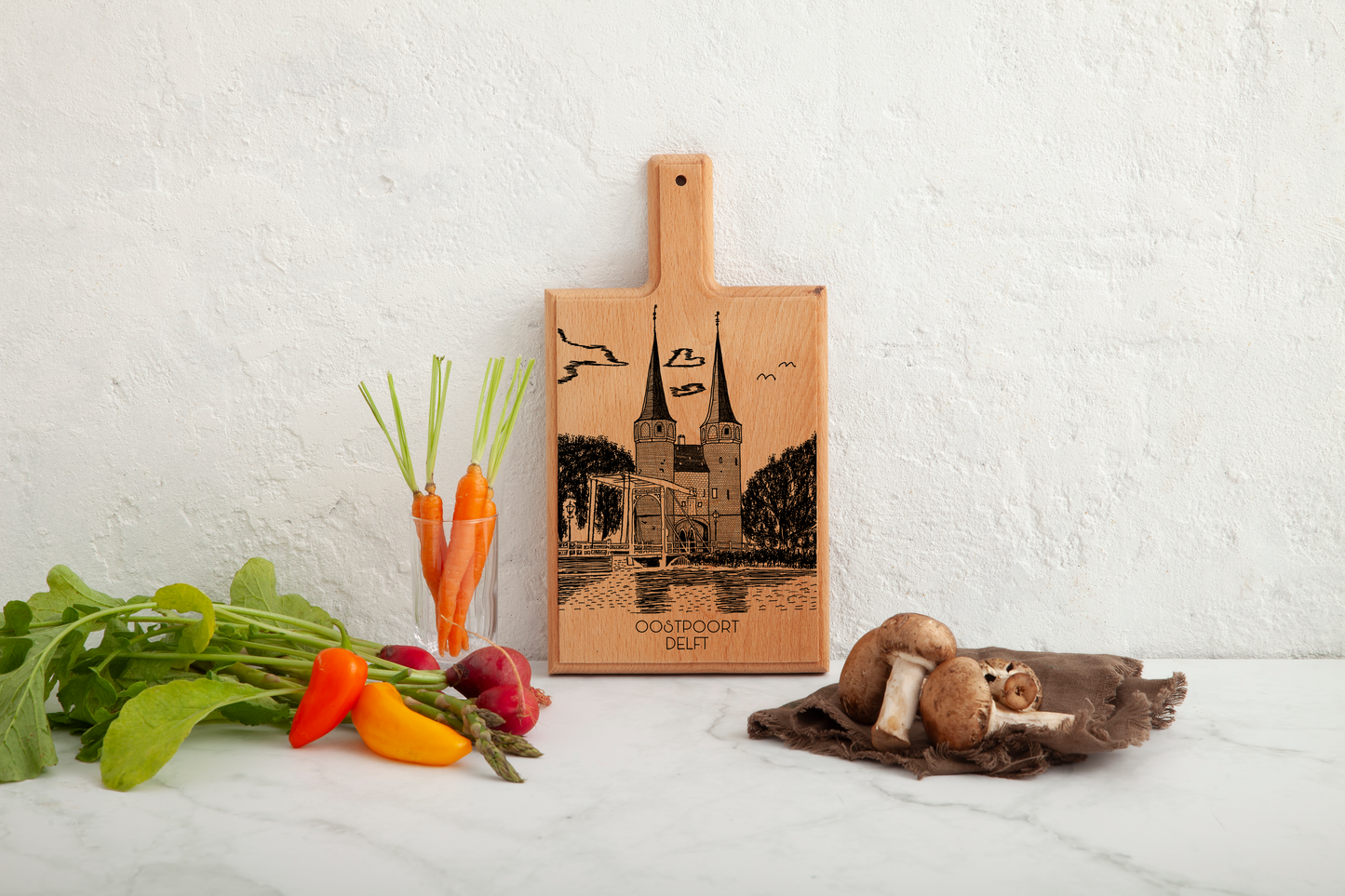 DELFT OOSTPOORT HANDMADE ENGRAVED CHEESE BOARD