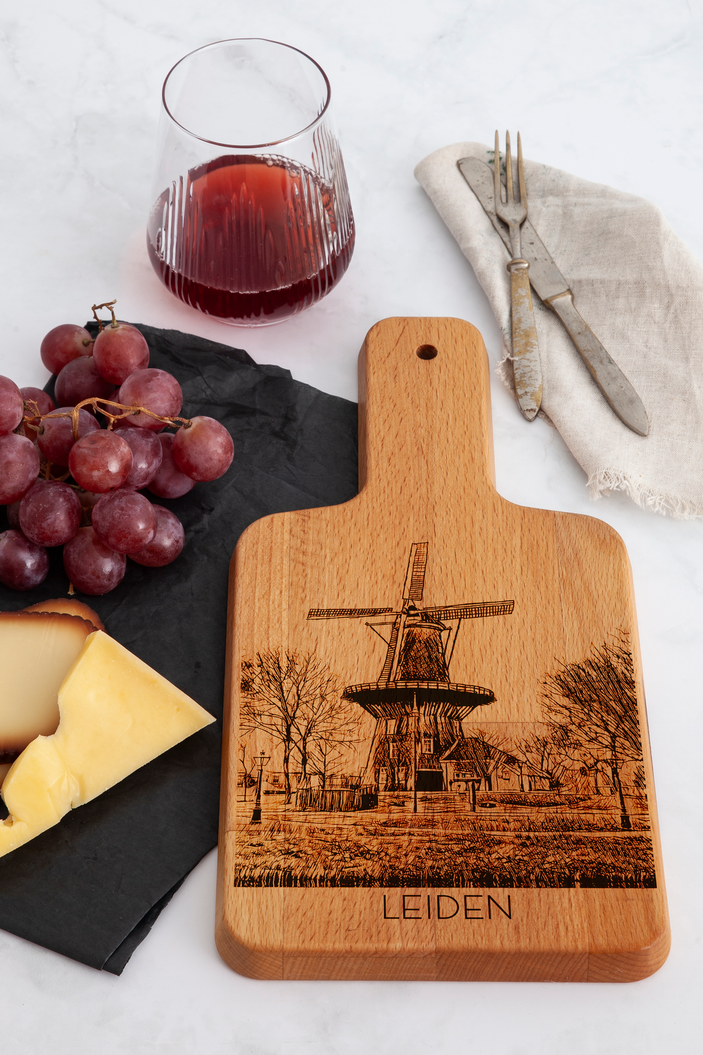 Leiden, Molen De Valk, cheese board, on countertop