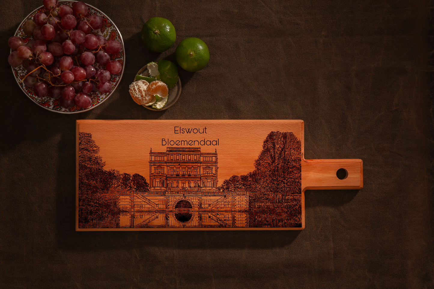Handmade Bloemendaal Elswout Engraved Serving Board - Beech Wood
