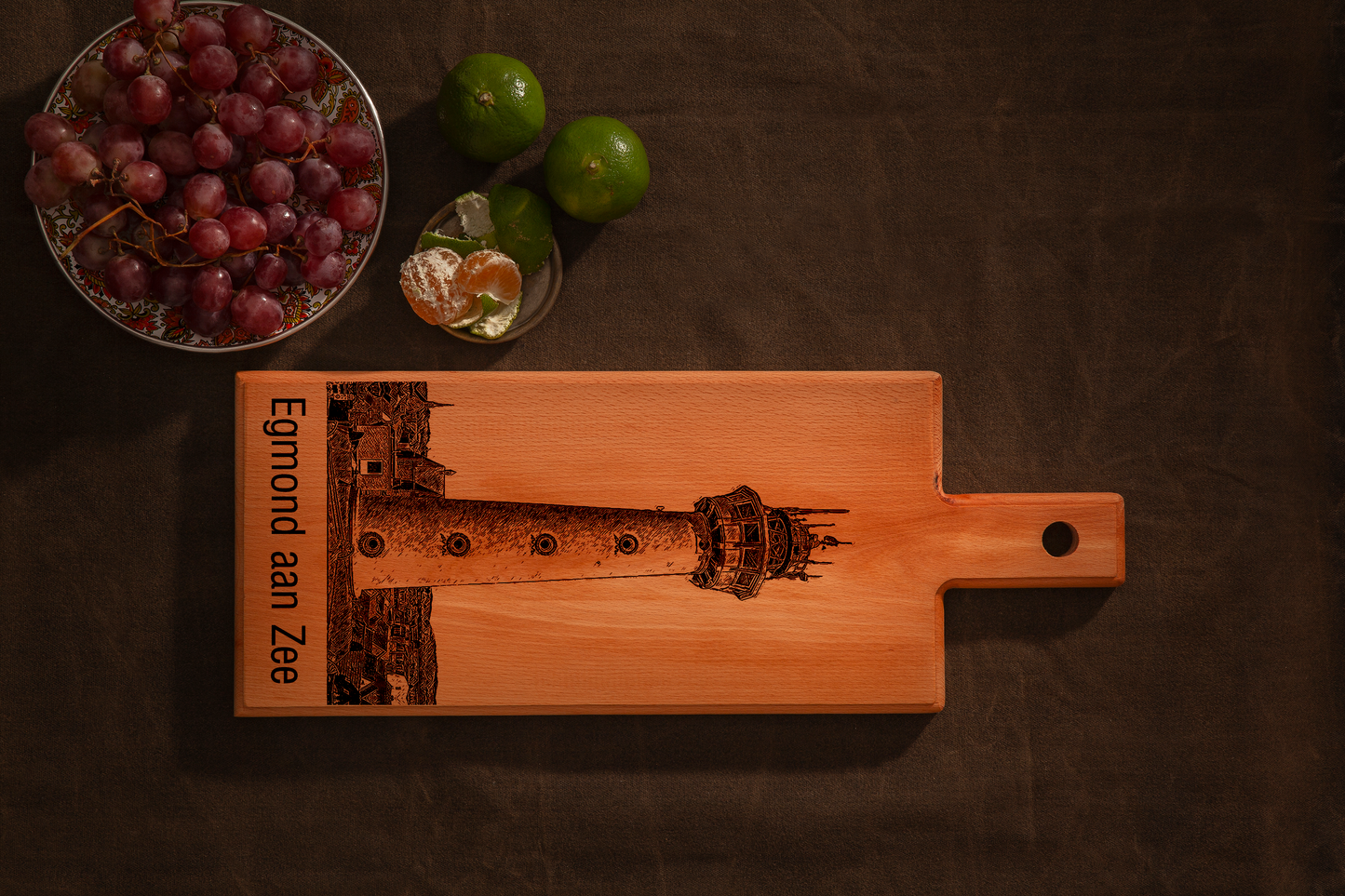 Handmade Egmond aan Zee Engraved Serving Board - Beech Wood