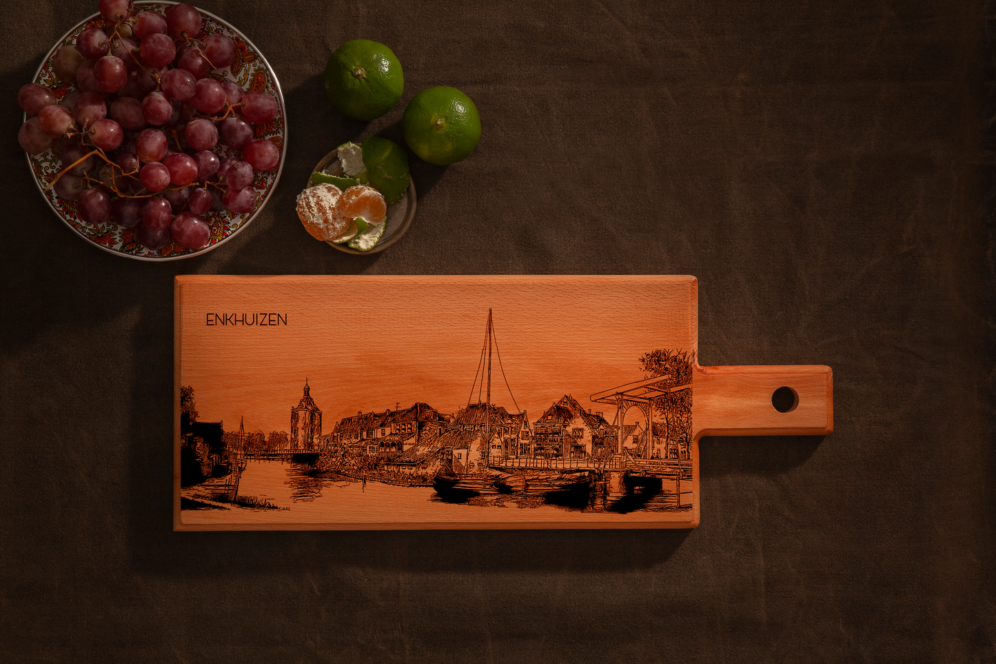 Handmade Enkhuizen Engraved Serving Board - Beech Wood