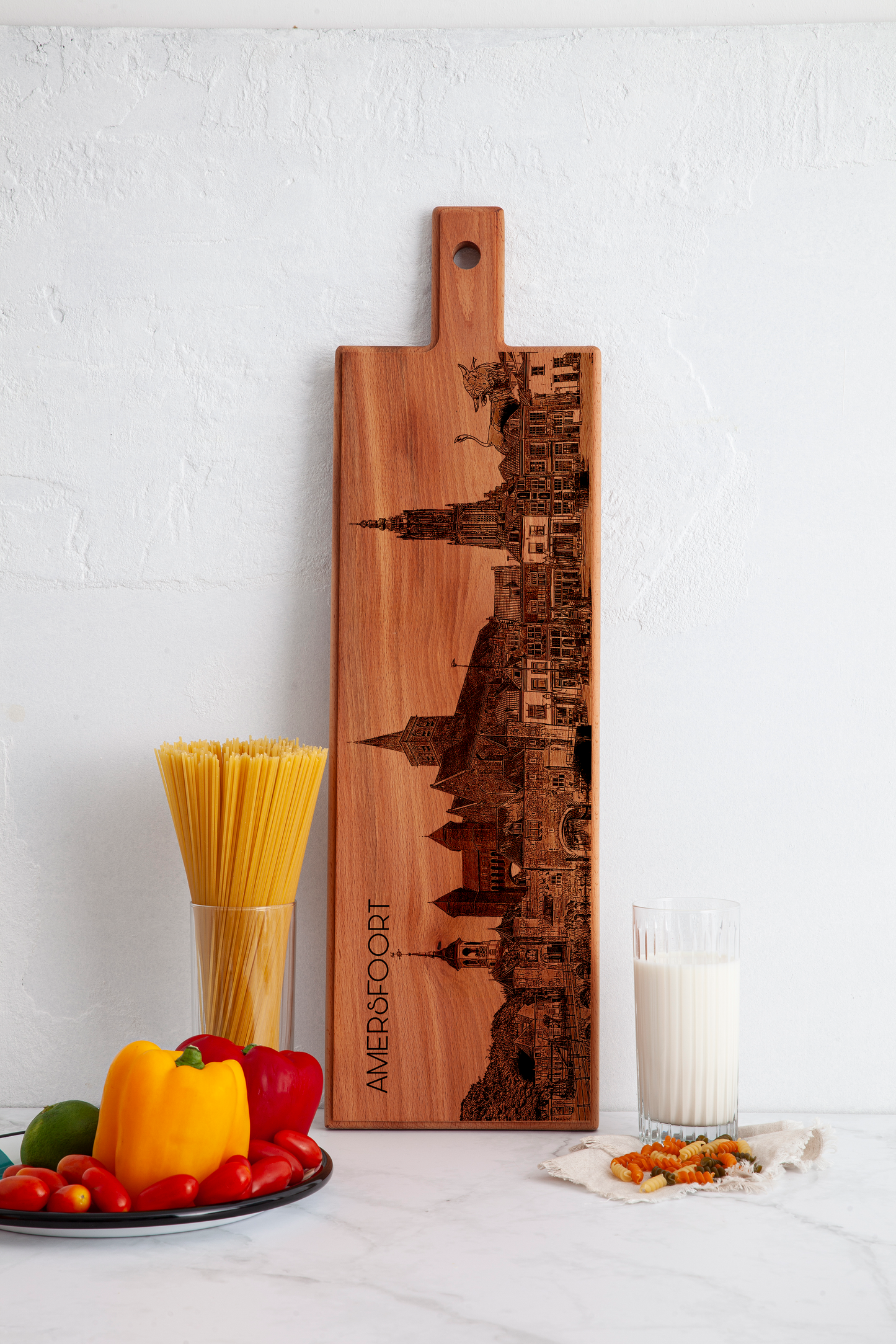Handmade Amersfoort Skyline Engraved Large Serving Board - Beech Wood