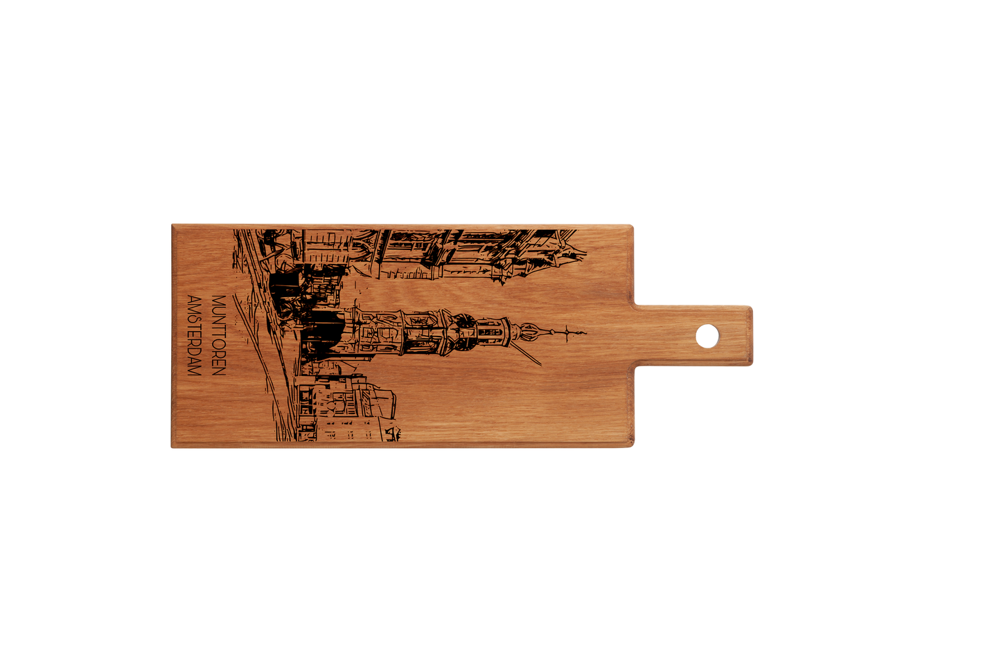 Handmade Amsterdam Muntplein Engraved Serving Board - Beech Wood