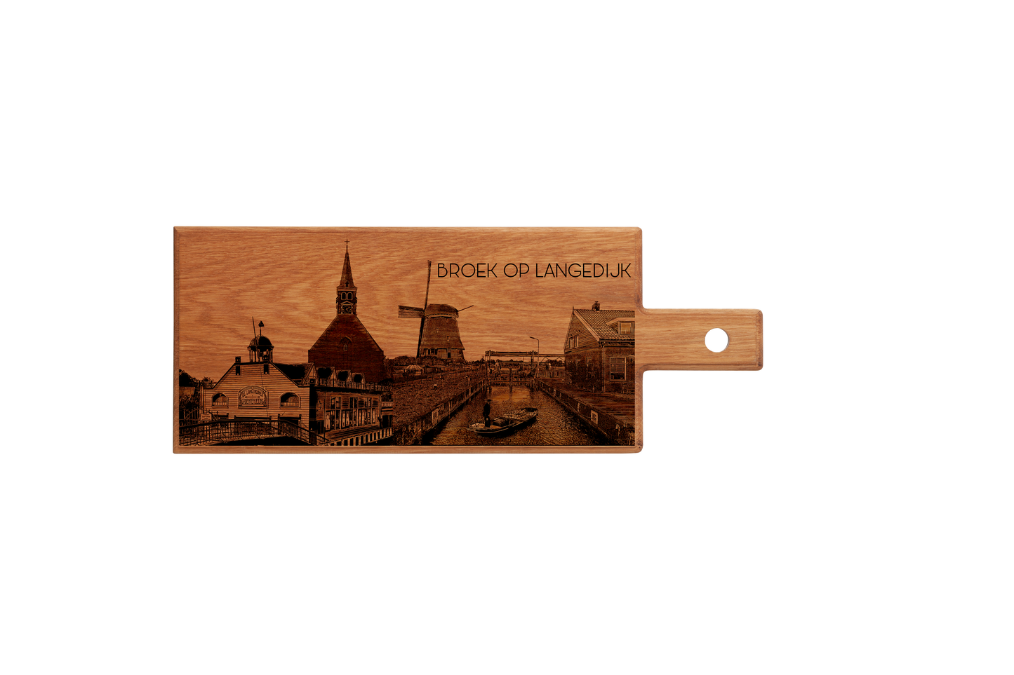 Handmade Broek op Langedijk Skyline Engraved Serving Board - Beech Wood