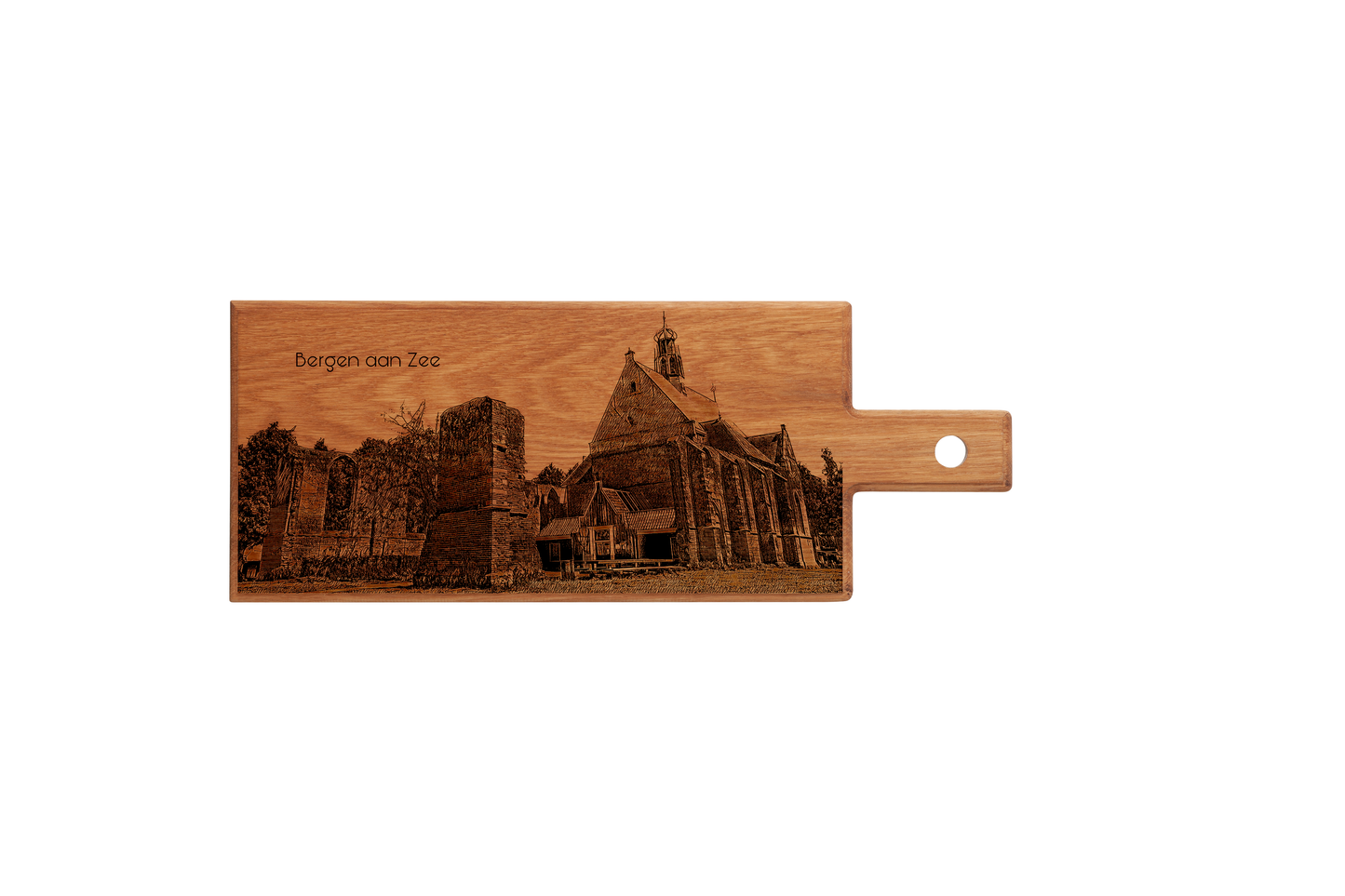 Handmade Bergen Ruïnekerk Engraved Serving Board - Beech Wood