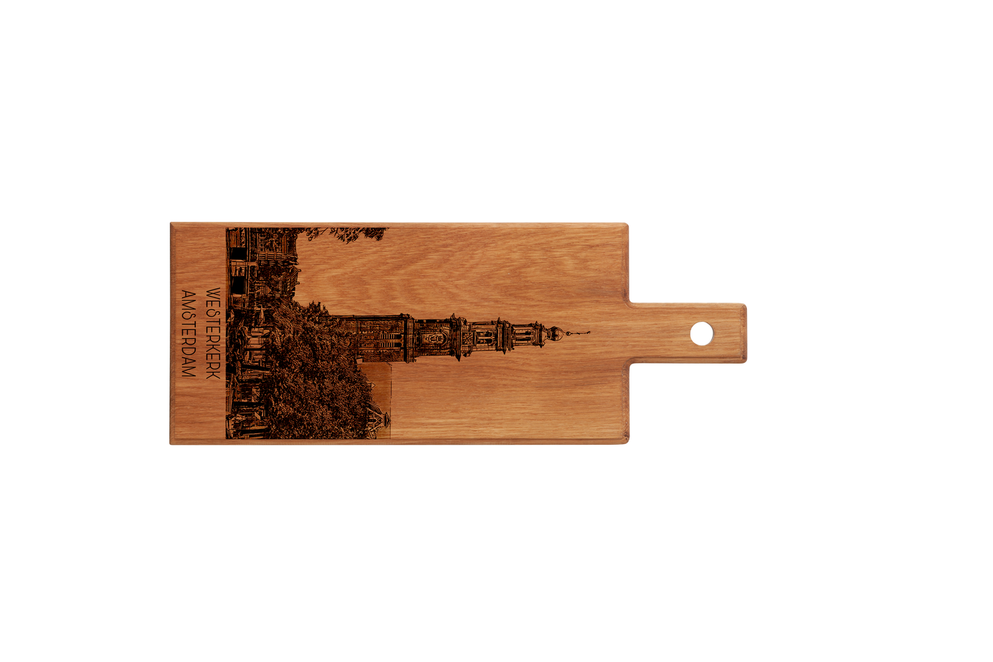 Handmade Amsterdam Westerkerk Engraved Serving Board - Beech Wood