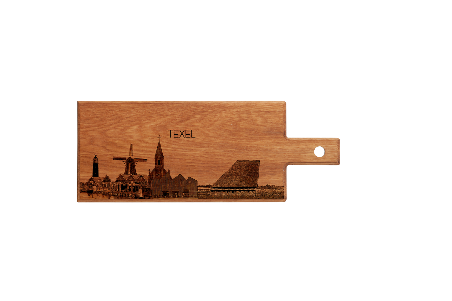 Handmade Texel Skyline Engraved Serving Board - Beech Wood