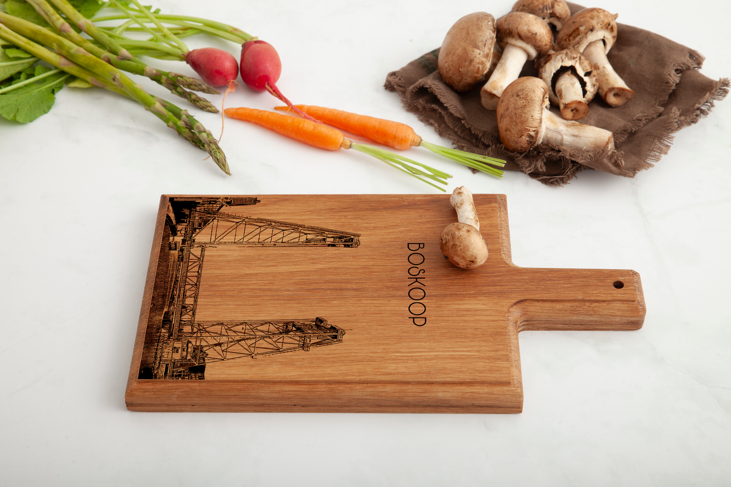 Handmade Boskoop Bridge Engraved Cheese Board - Beech Wood