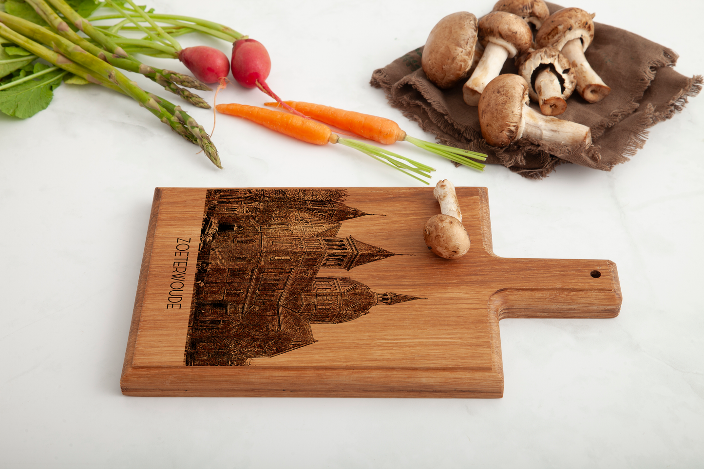 Handmade Zoeterwoude Goede Herderkerk Engraved Cheese Board - Beech Wood