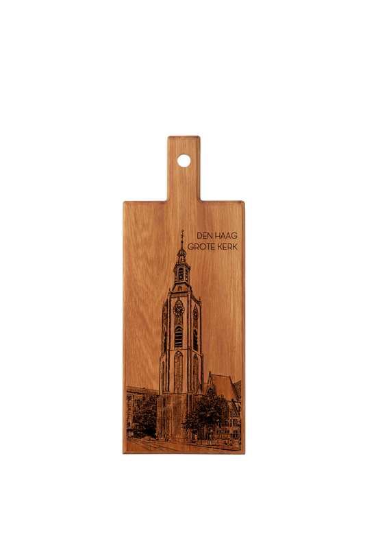 Handmade Den Haag Grote Kerk Engraved Serving Board - Beech Wood