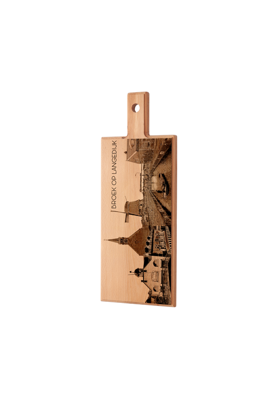 Handmade Broek op Langedijk Skyline Engraved Serving Board - Beech Wood