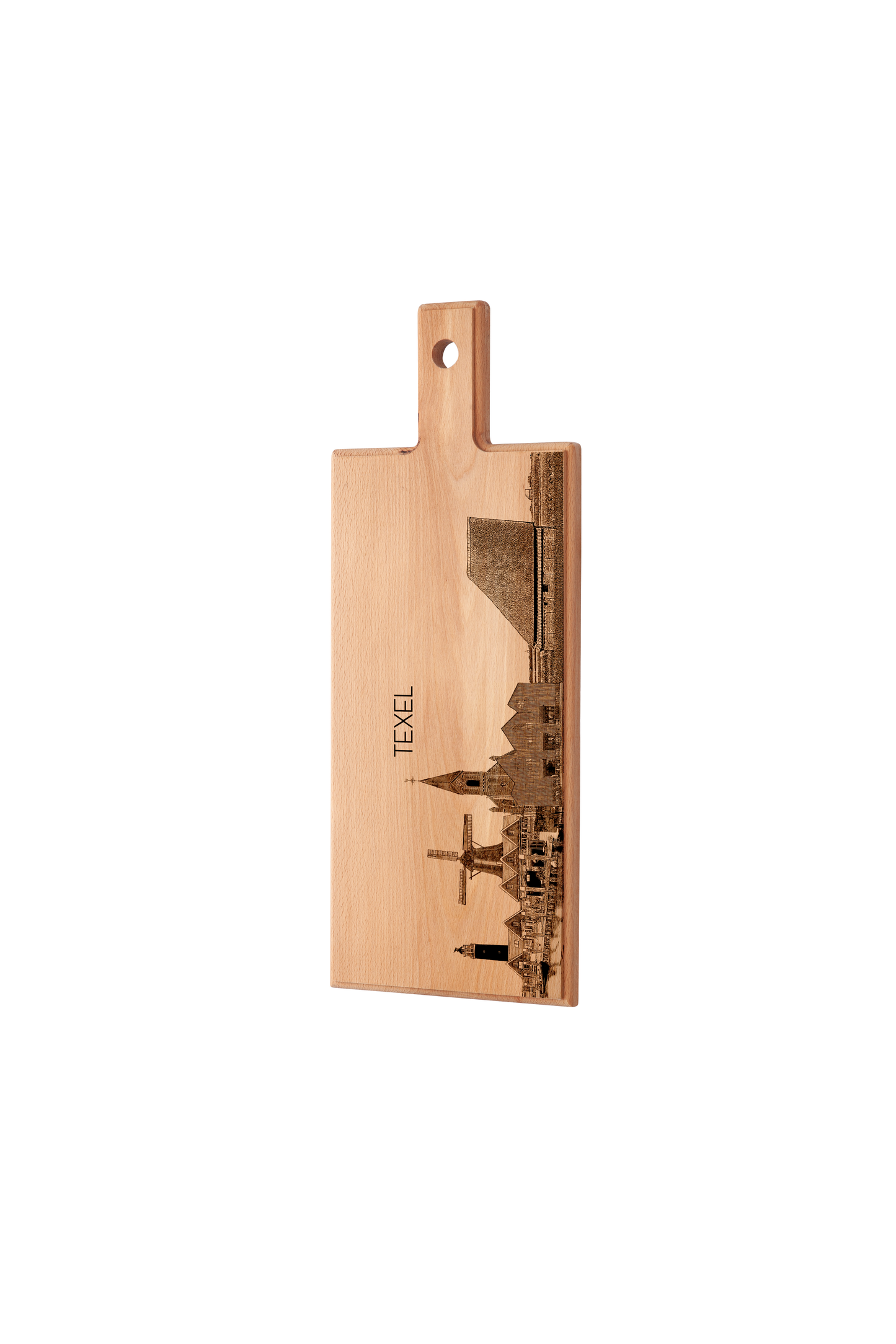 Handmade Texel Skyline Engraved Serving Board - Beech Wood