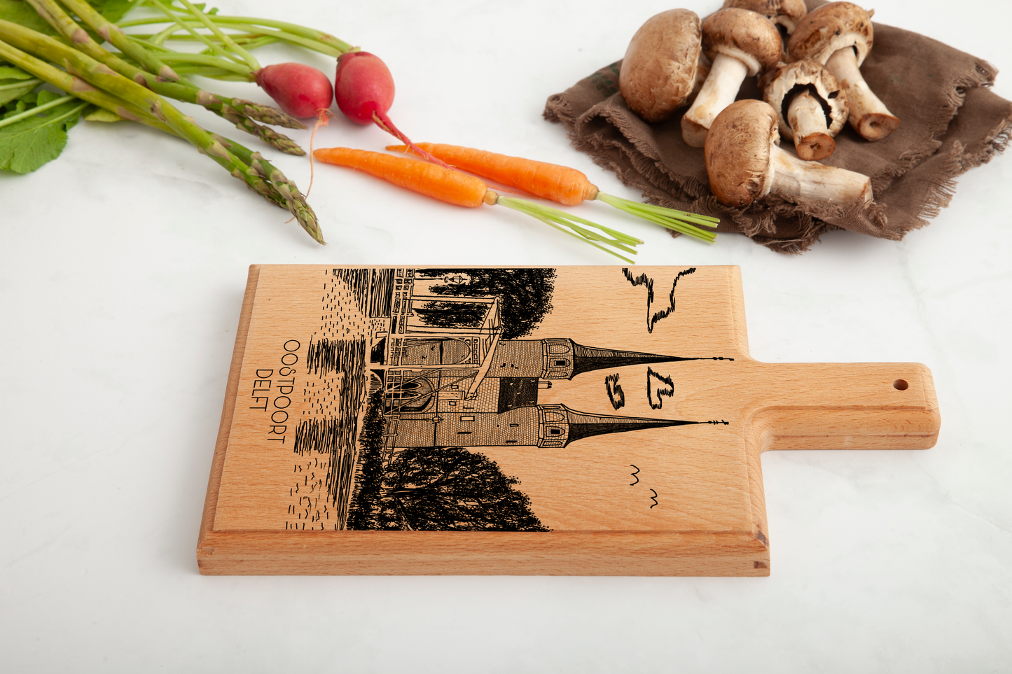 DELFT OOSTPOORT HANDMADE ENGRAVED CHEESE BOARD