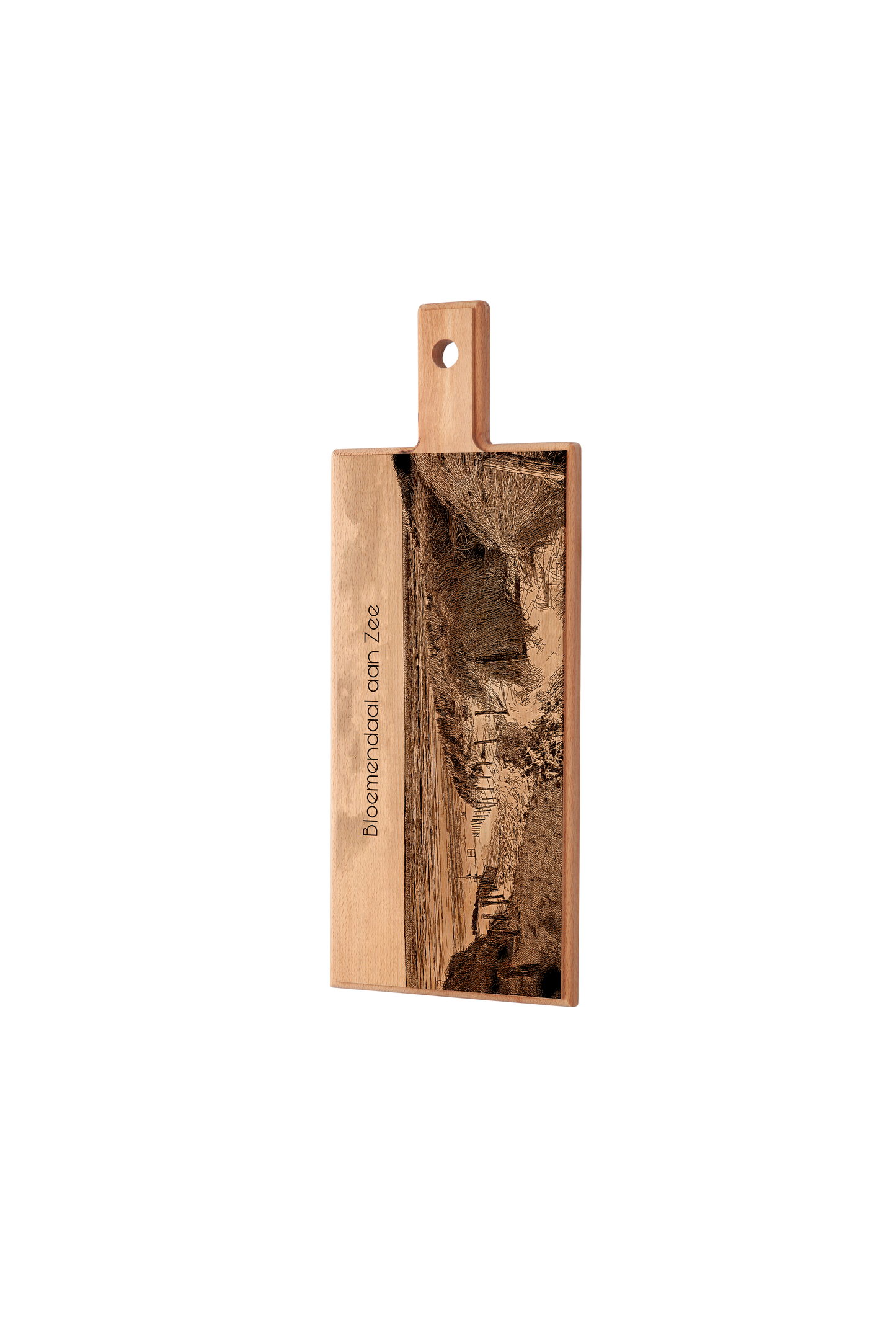 Handmade Bloemendaal aan Zee Engraved Serving Board - Beech Wood