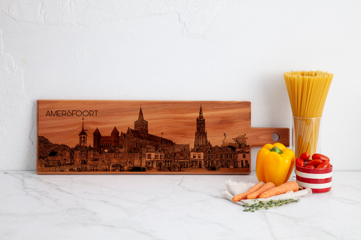 Handmade Amersfoort Skyline Engraved Large Serving Board - Beech Wood