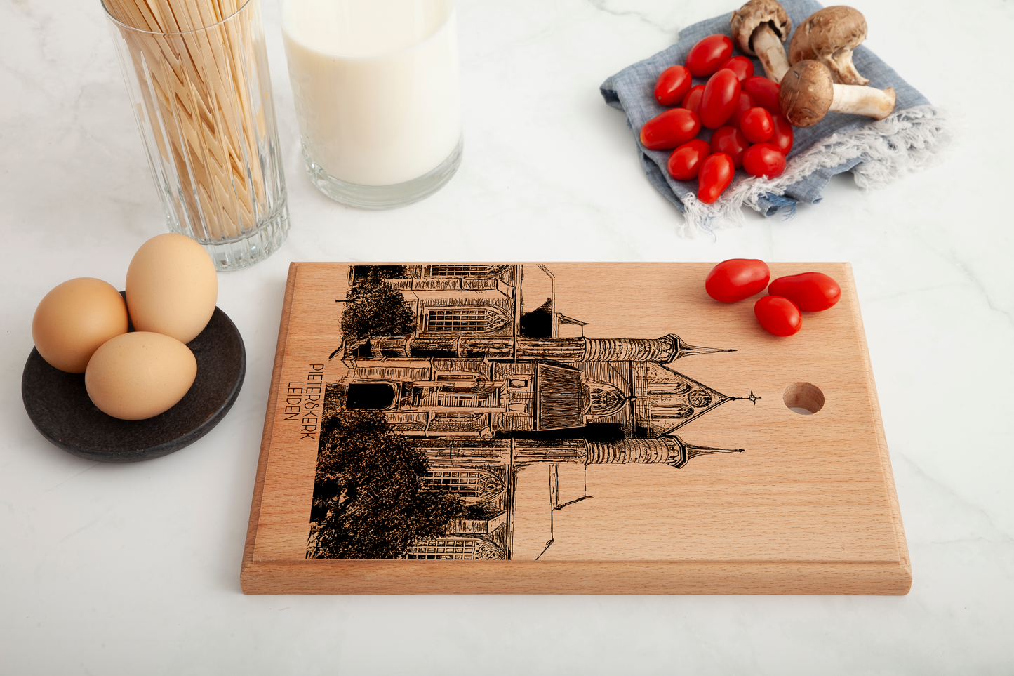 LEIDEN PIETERSKERK HANDMADE ENGRAVED CUTTING BOARD